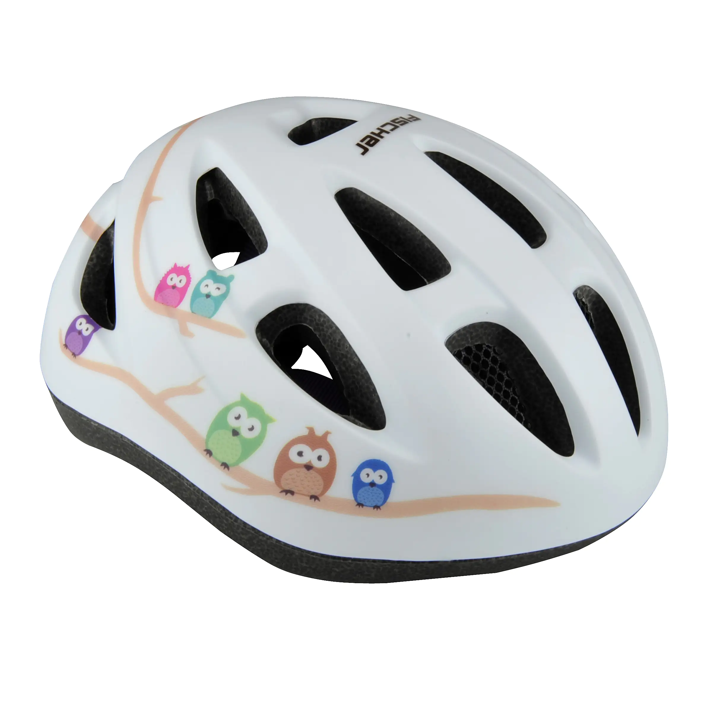 Fischer Fahrradhelm Kinder Eule S/M weiß
