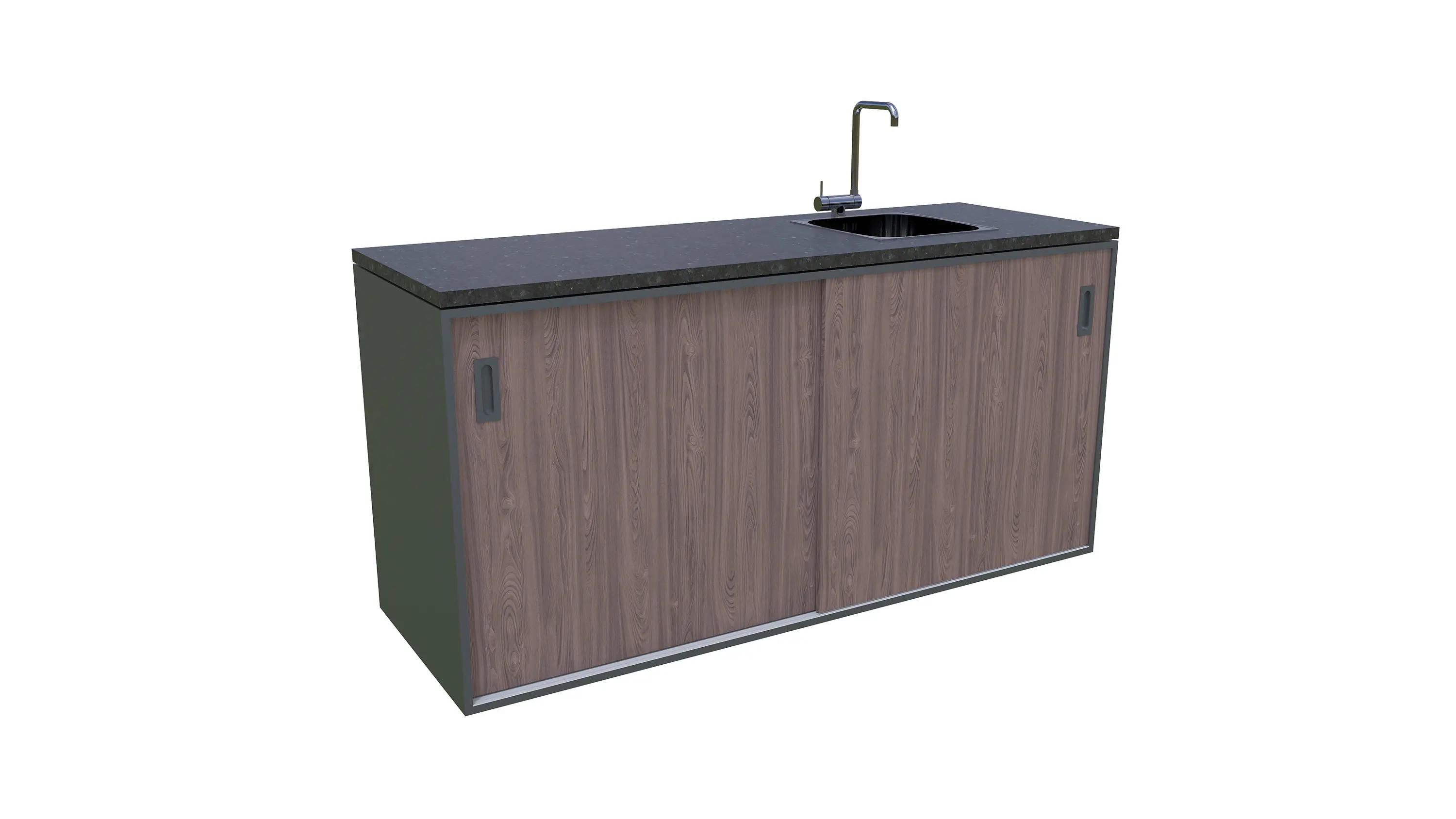 Bellano Living Element für Outdoorküchen inkl. Spüle rechts und 2 Türen walnuss granit