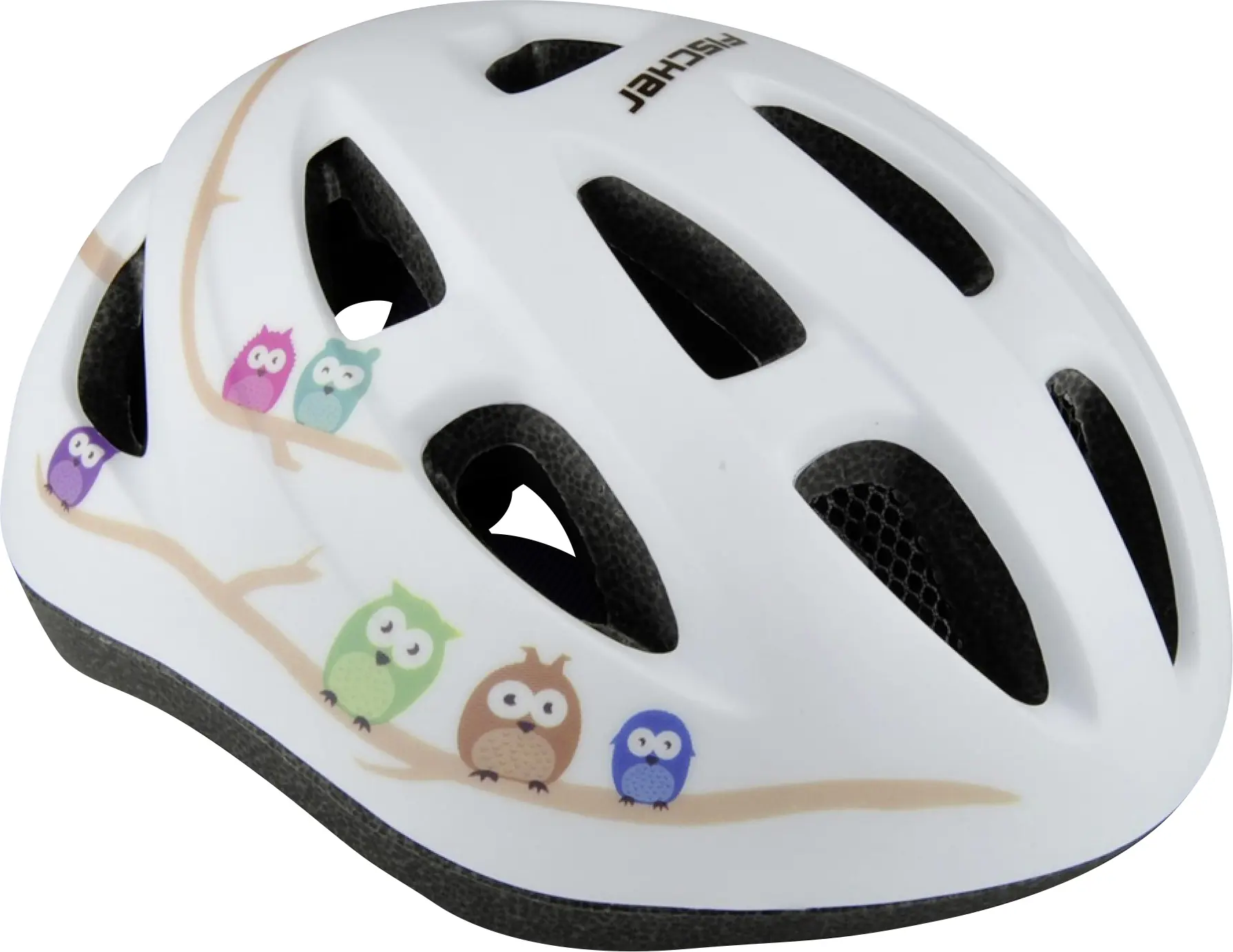 Fischer Fahrradhelm Kinder Eule S/M weiß