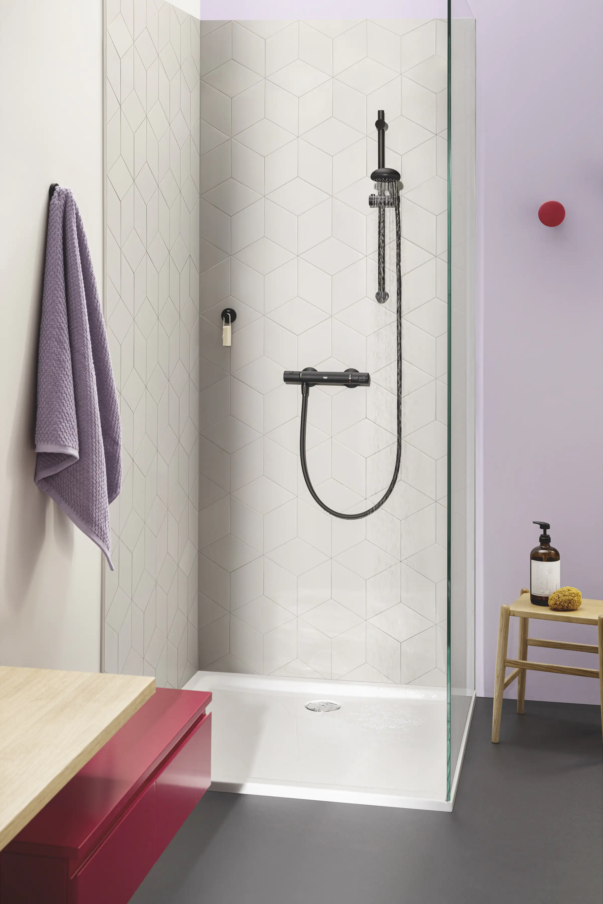 Grohe Duscharmatur mit Thermostat Precision Start schwarz matt