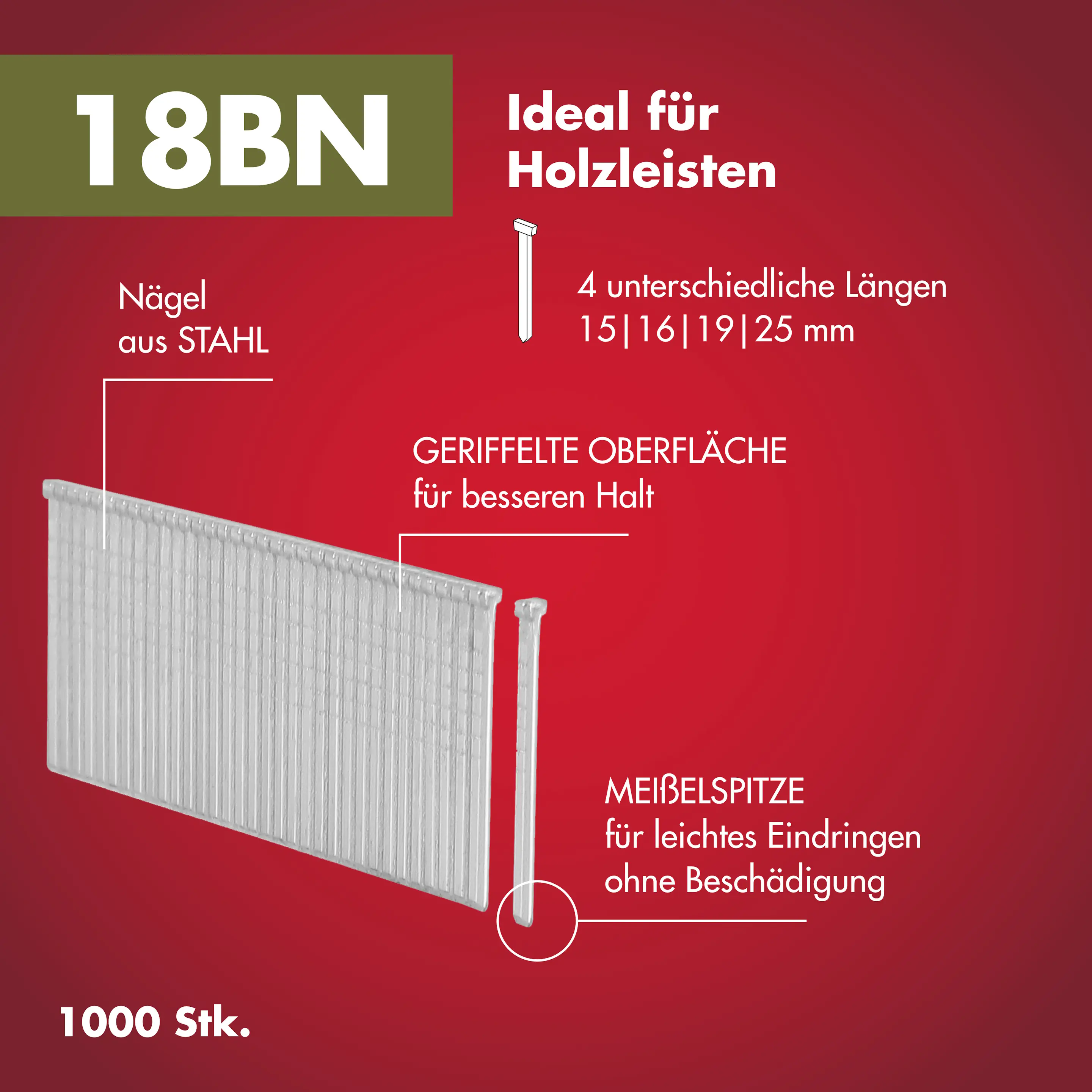 Arrow Tackernägel Typ 18BN 15 mm 1000 Stück