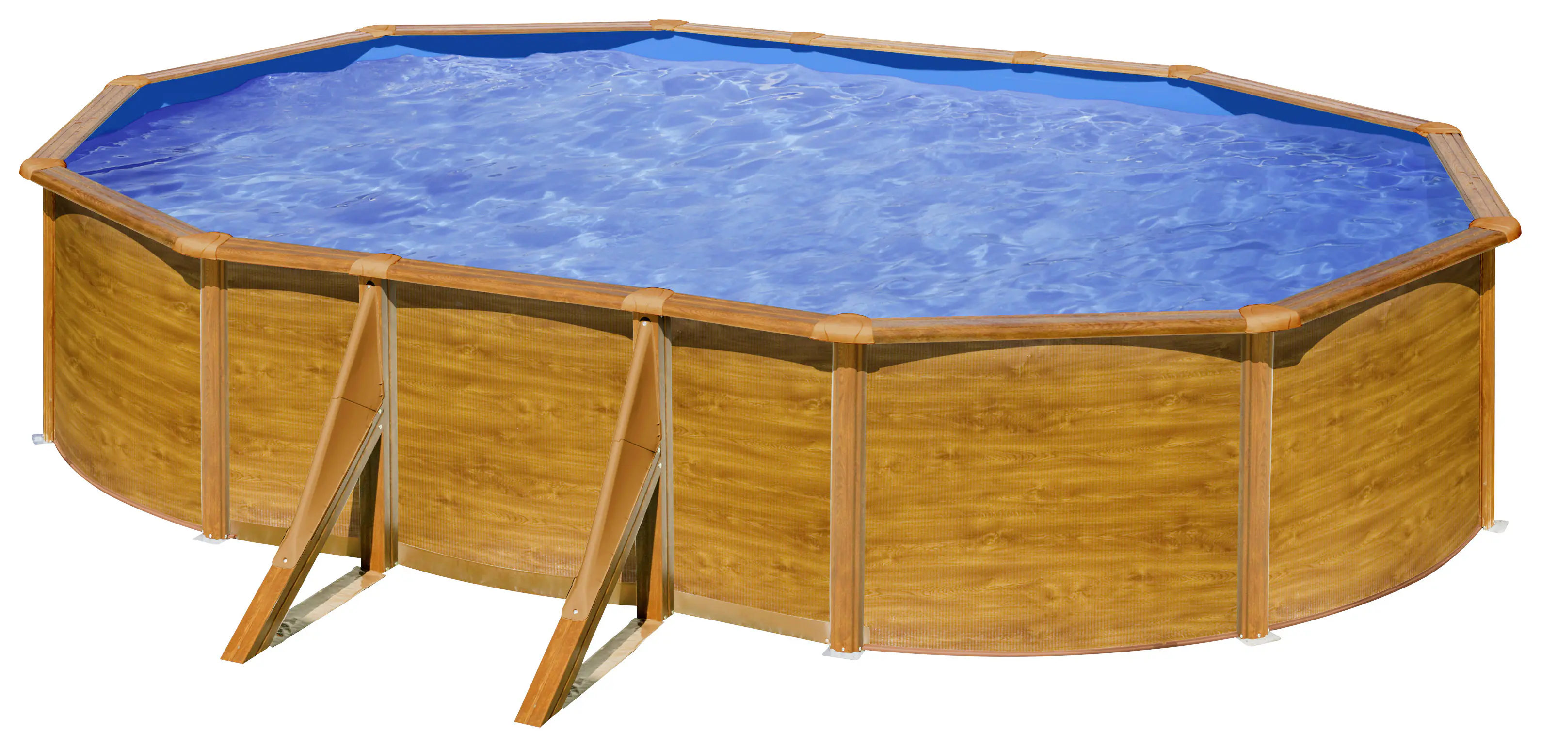 Gre Stahlwandpool Pacific oval 610 x 375 x 120 cm Holzdekor