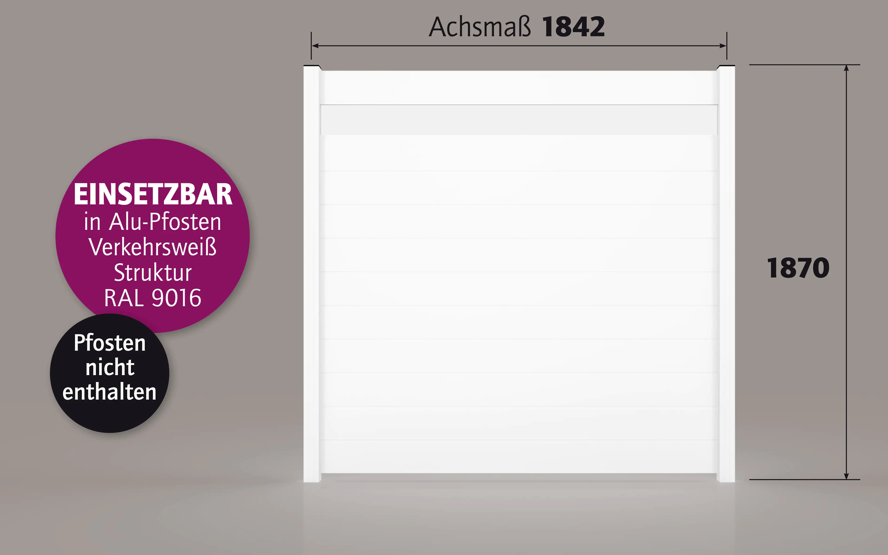 Ambiente Alu-Zaun Paneel 150 + ESG 8 mm 180 cm x 180 cm 22 mm stark