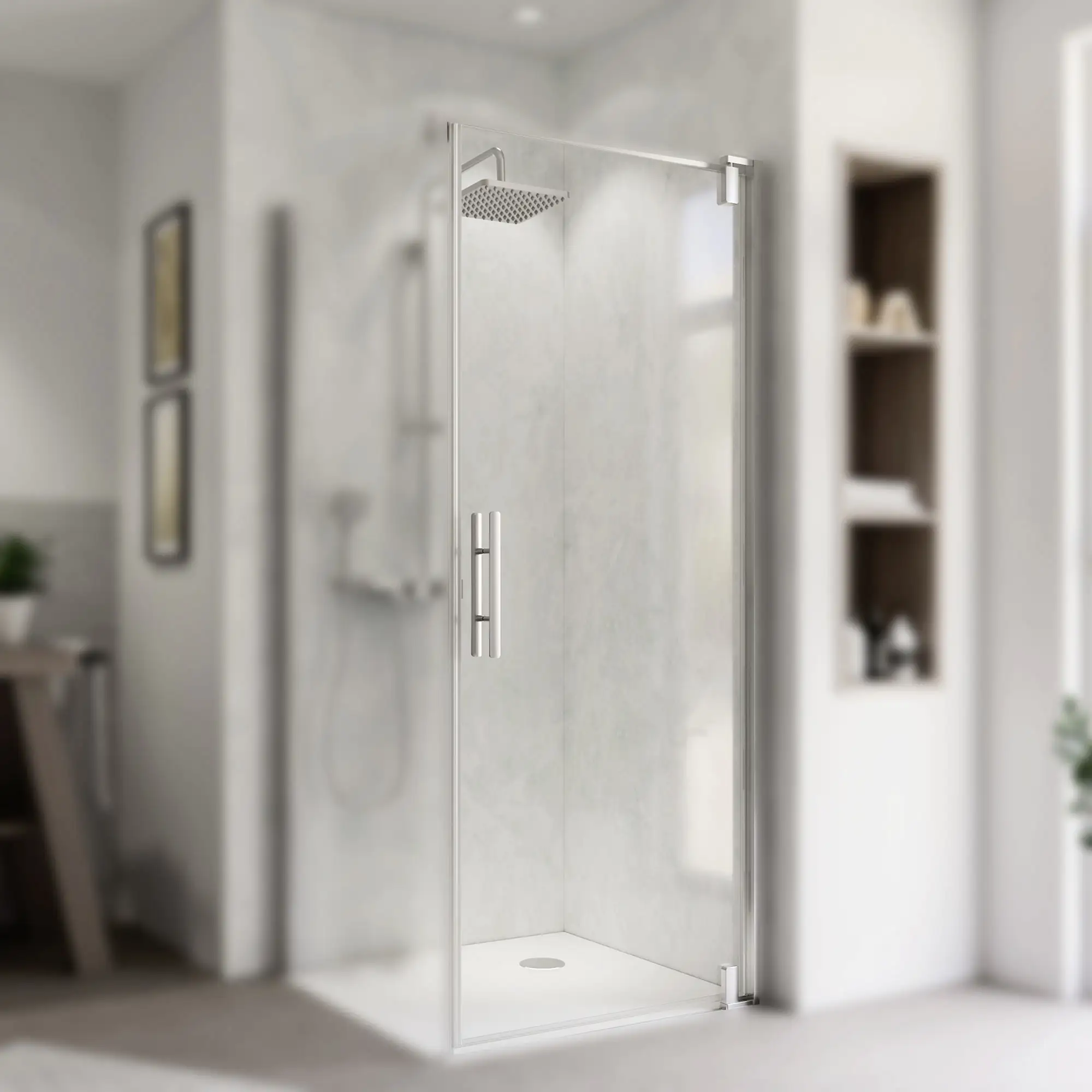 Breuer Europa Design Drehtür für Seitenwand 90 x 200, Alu chromeffekt, Anschlag rechts