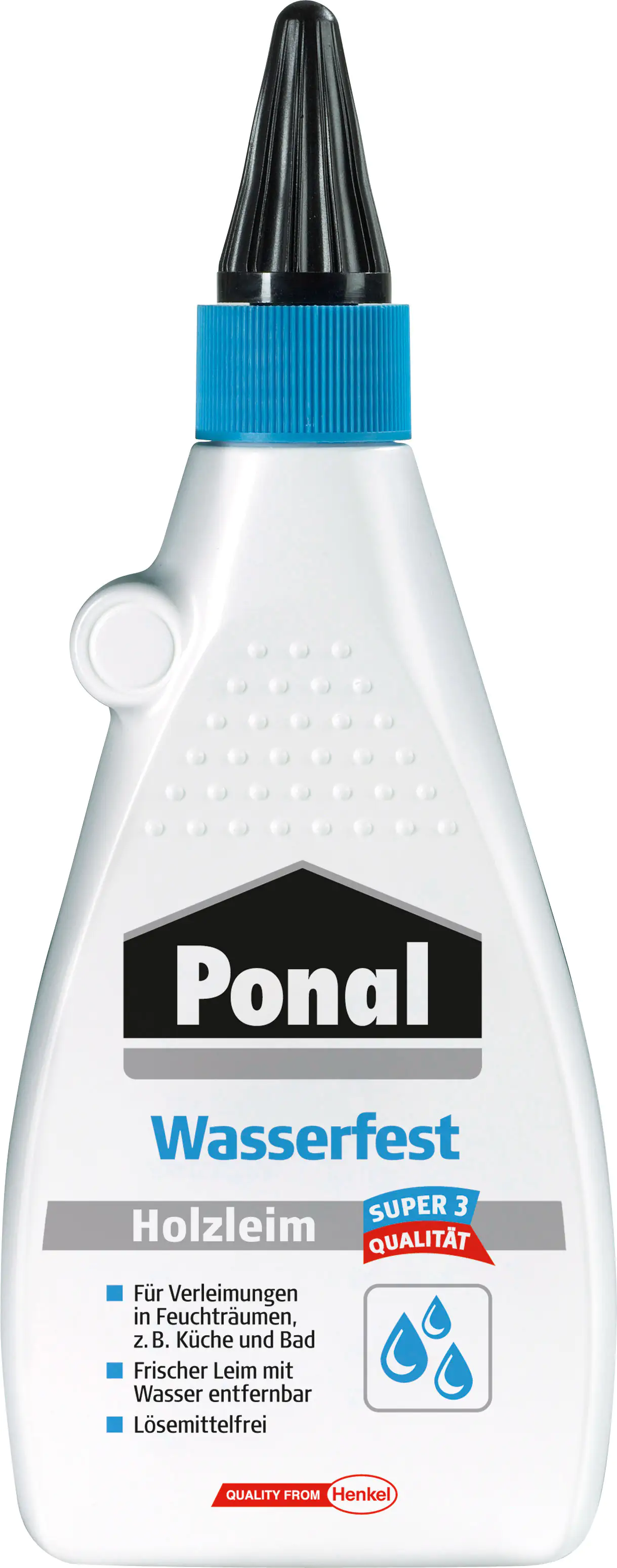 Ponal Holzleim Wasserfest 550 g Flasche, trocknet transparent