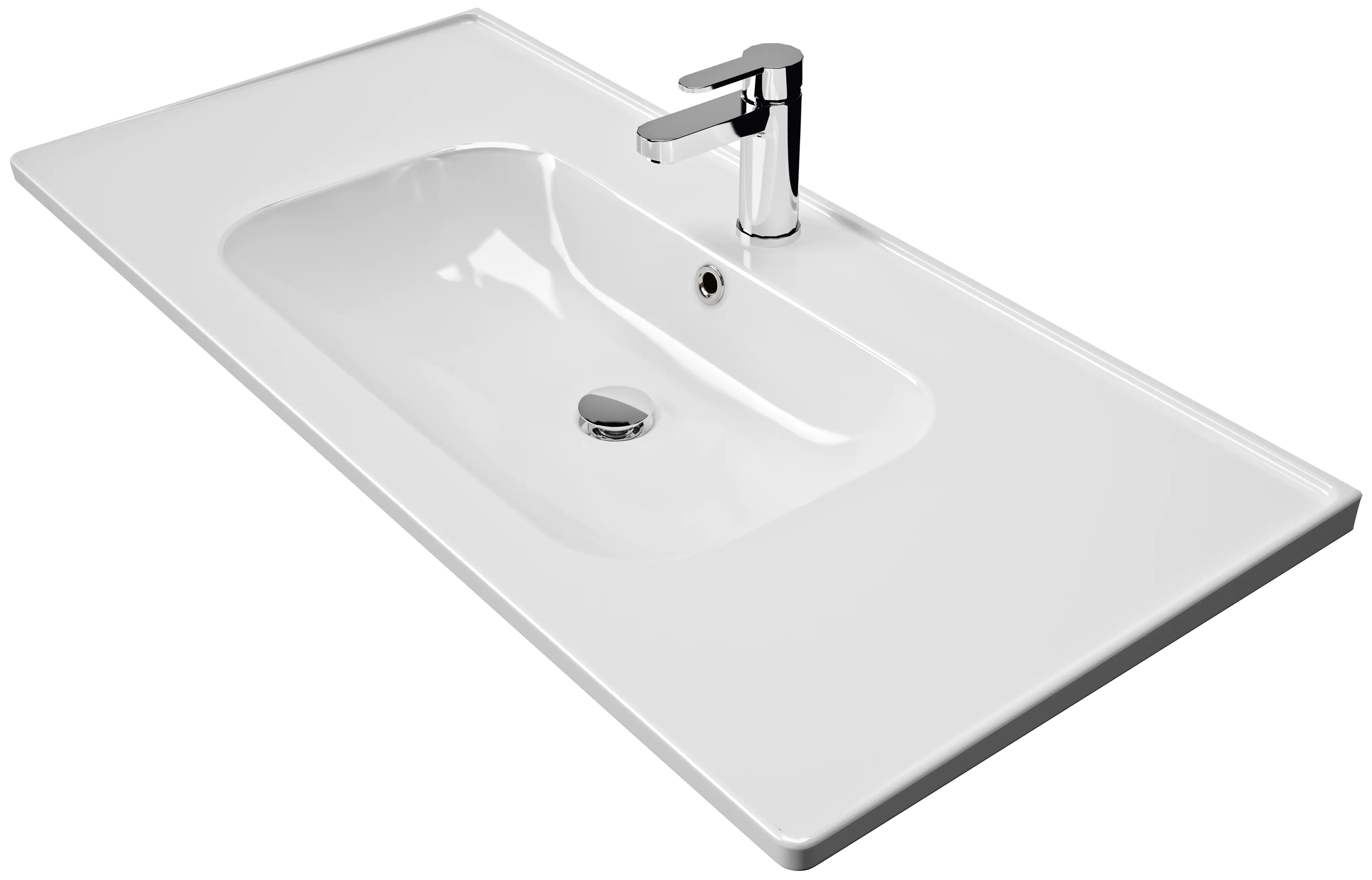 Pelipal Badmöbel-Set Trentino Glas grau/Riviera Eiche quer mit Keramik-Waschtisch 109 cm