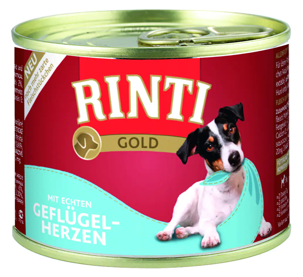 Rinti Gold Hundenassfutter Adult getreidefrei 185 g Geflügelherzen