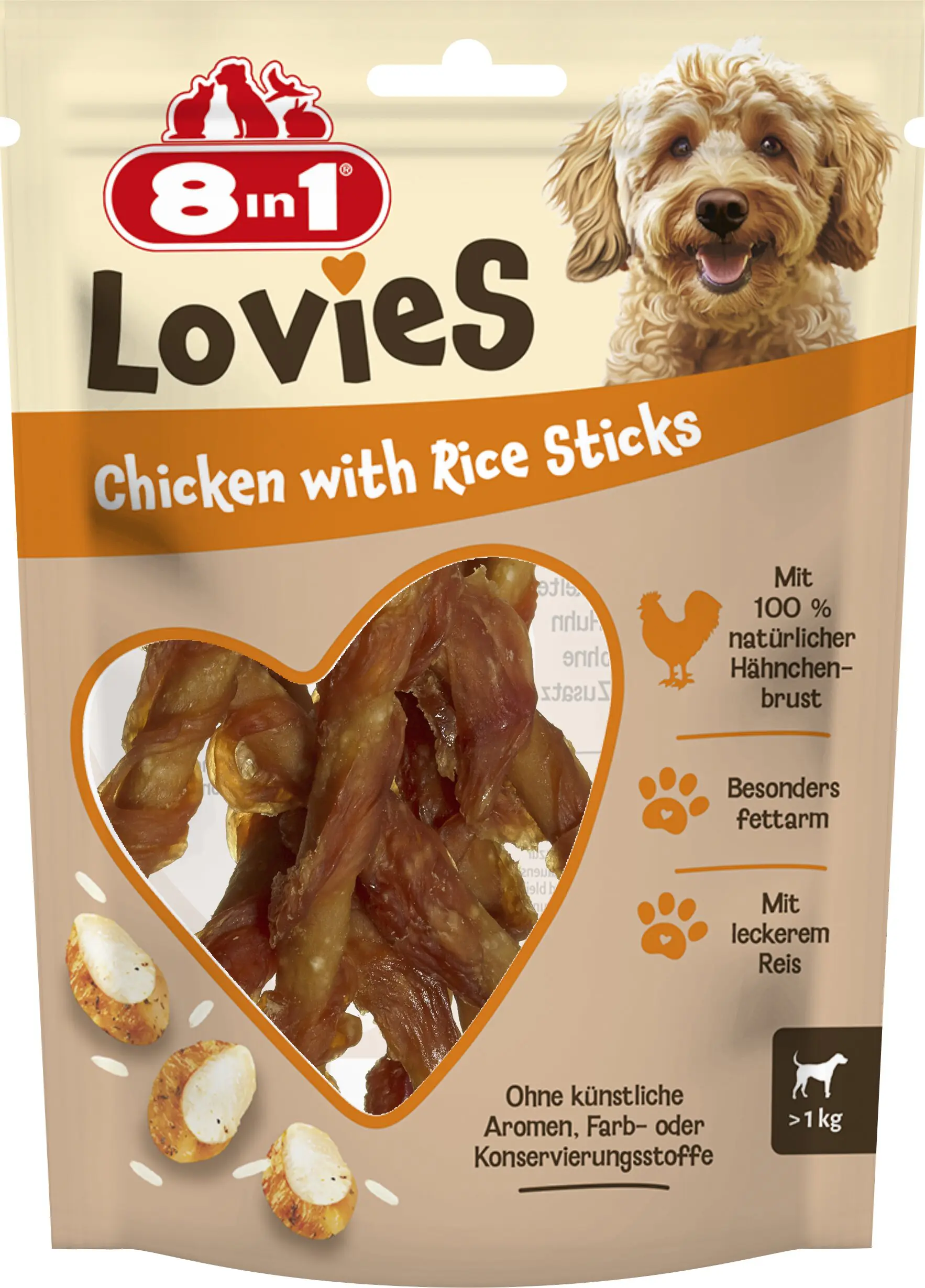 8in1 Lovies Hundeleckerli Sticks 80 g Huhn & Reis