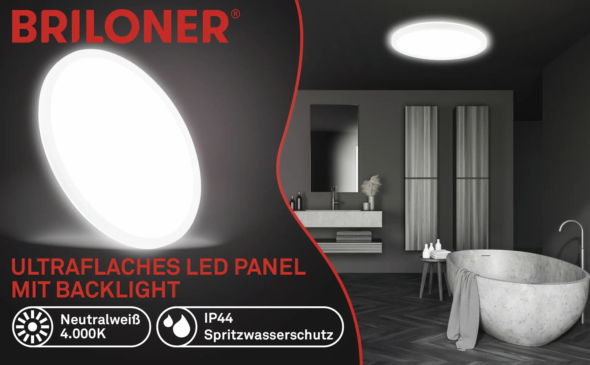 Briloner LED-Deckenleuchte Move mit Bewegungsmelder Ø 42 x 3 cm neutralweiß weiß matt