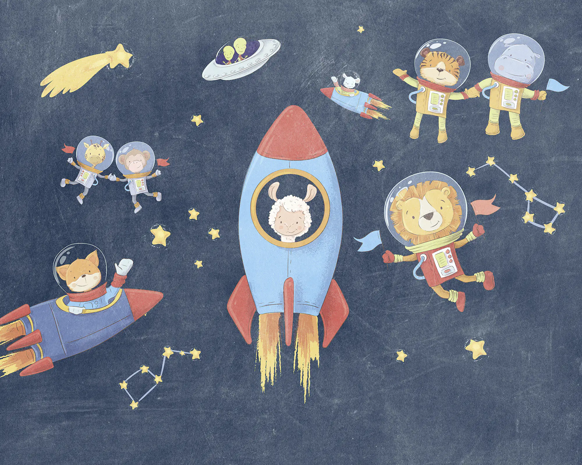 Komar Vlies Fototapete Friends in Space 350 x 280 cm 