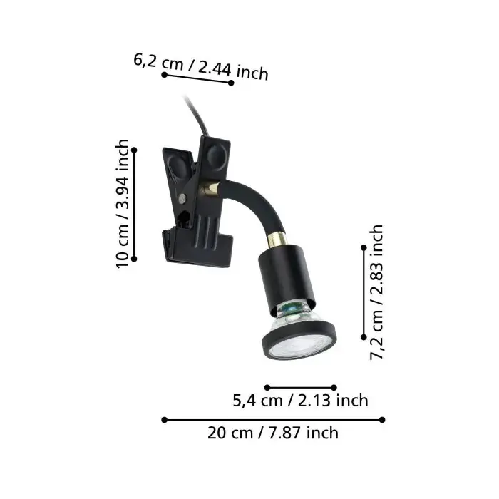 Eglo Klemmspot Parrini schwarz/messing 1er GU10