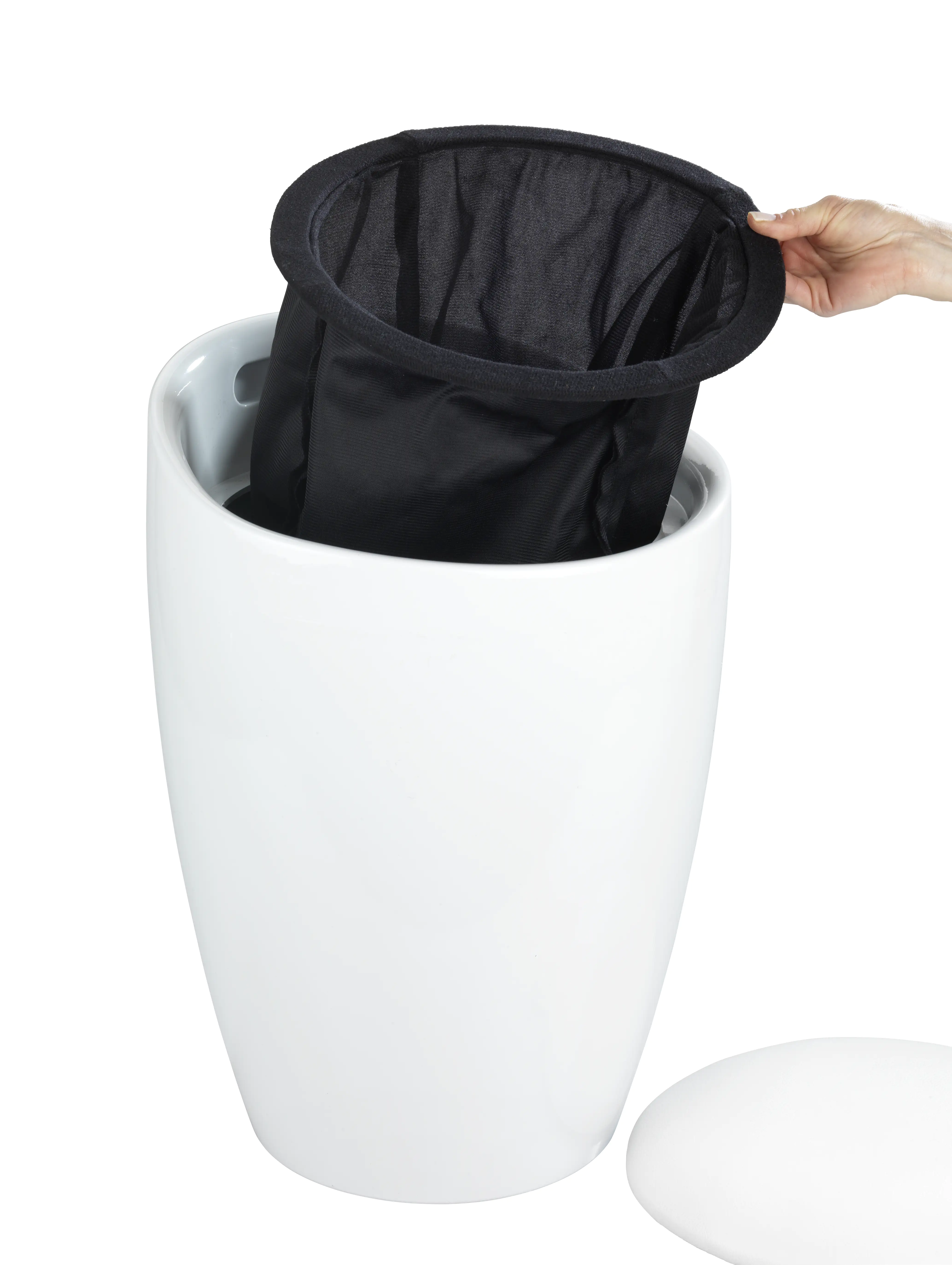 Wenko Wäschesammler Candy mit Badhocker 20 l weiß