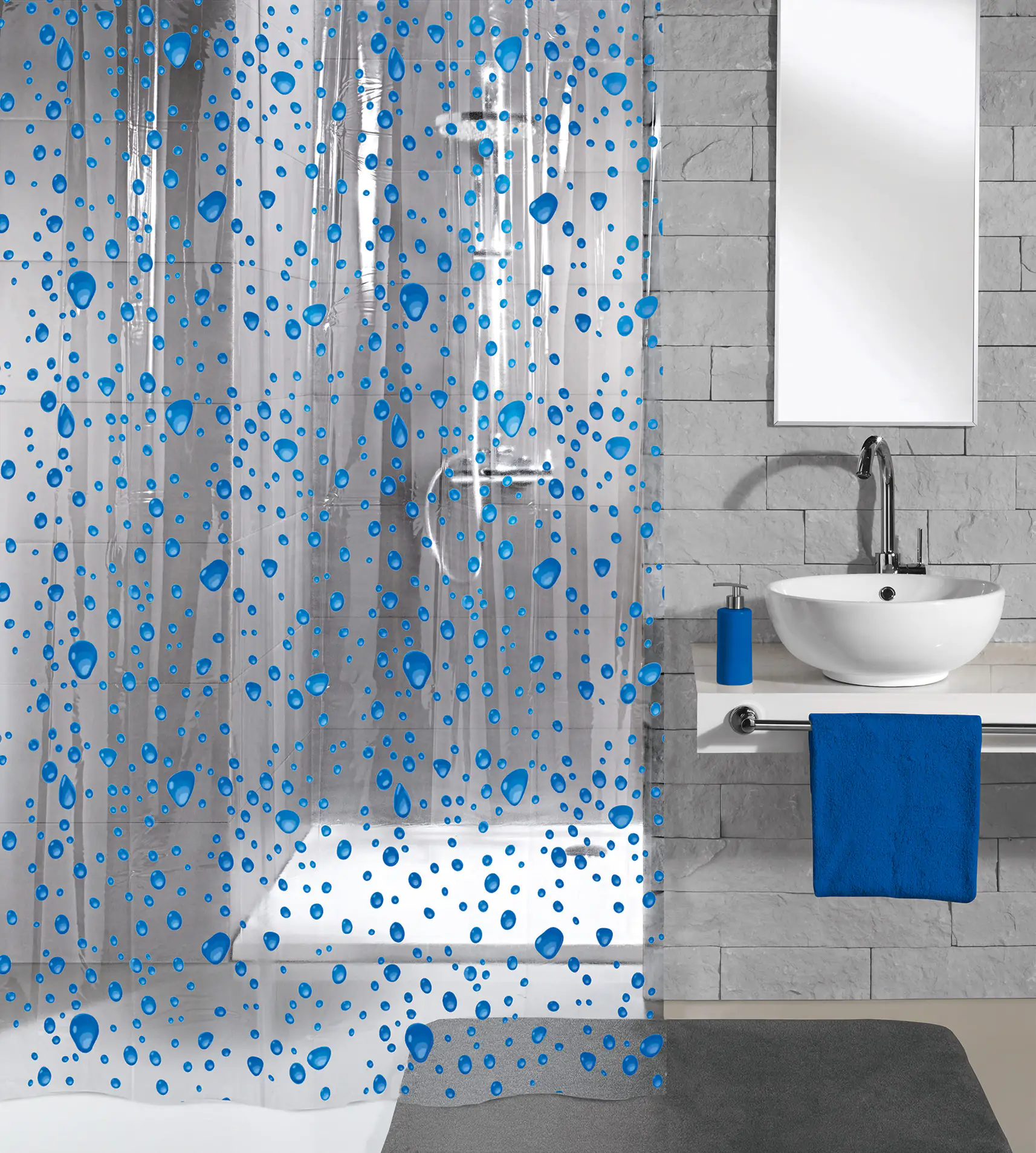 Kleine Wolke Duschvorhang Bubble marineblau, 180 x 200 cm