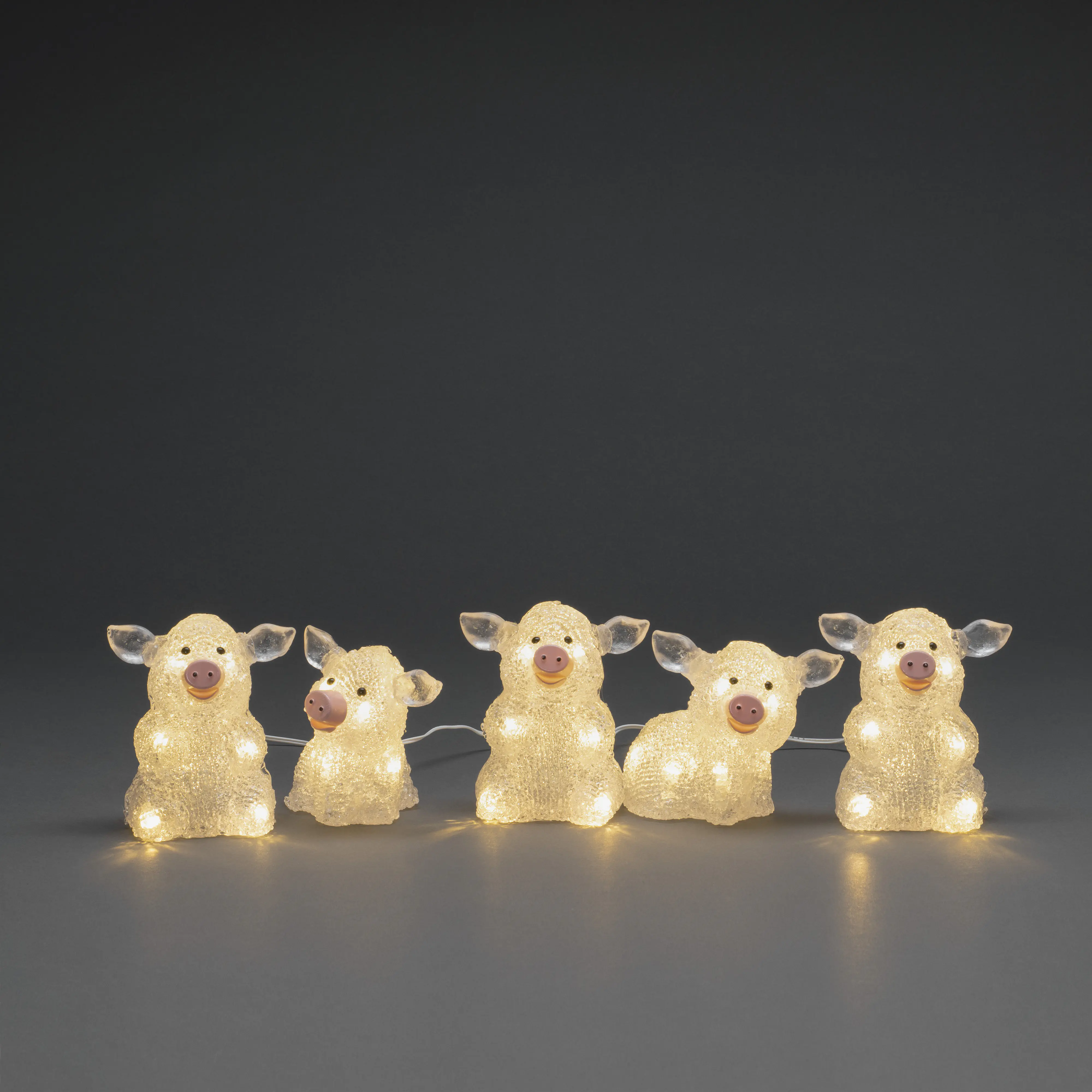 Konstsmide LED Weihnachtsdeko Schweine 40 Dioden 5er Set warmweiß