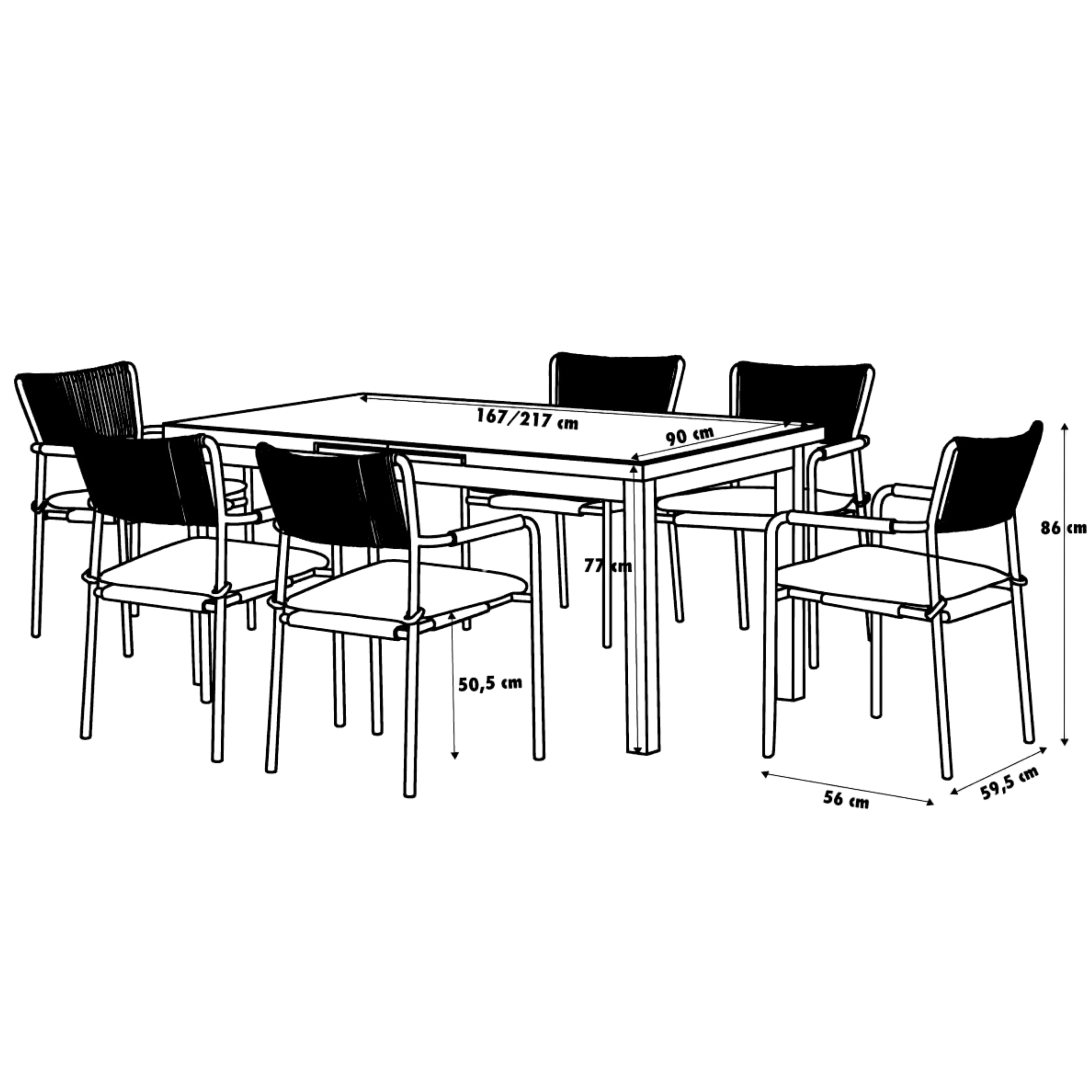 Primaster Garten-Essgruppe Rhodos mit ausziehbarem Tisch 