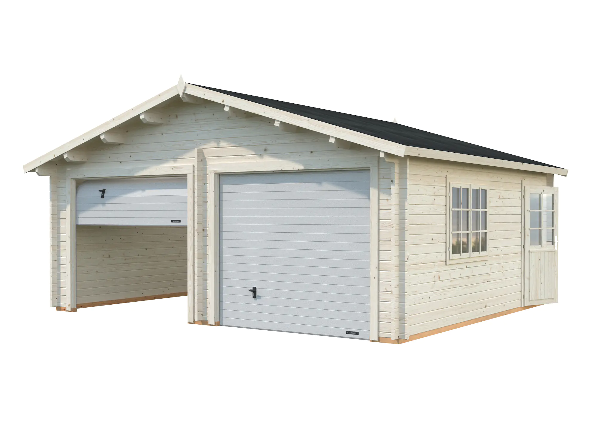 Palmako Fertiggarage Doppelgarage Roger 575 x 510 cm mit Sektionaltor naturbelassen