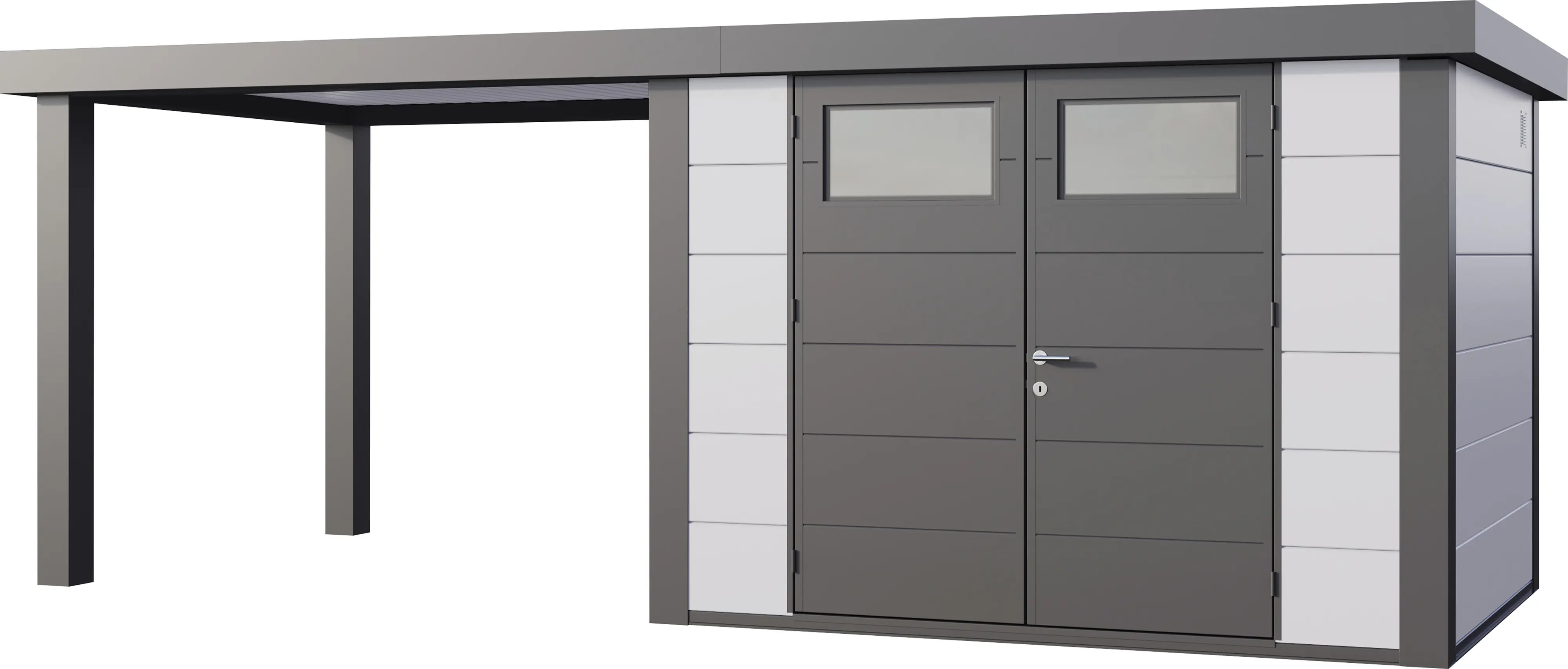 Telluria Gerätehaus Classico Open Lounge L 3024 links weiß 582 x 238 cm