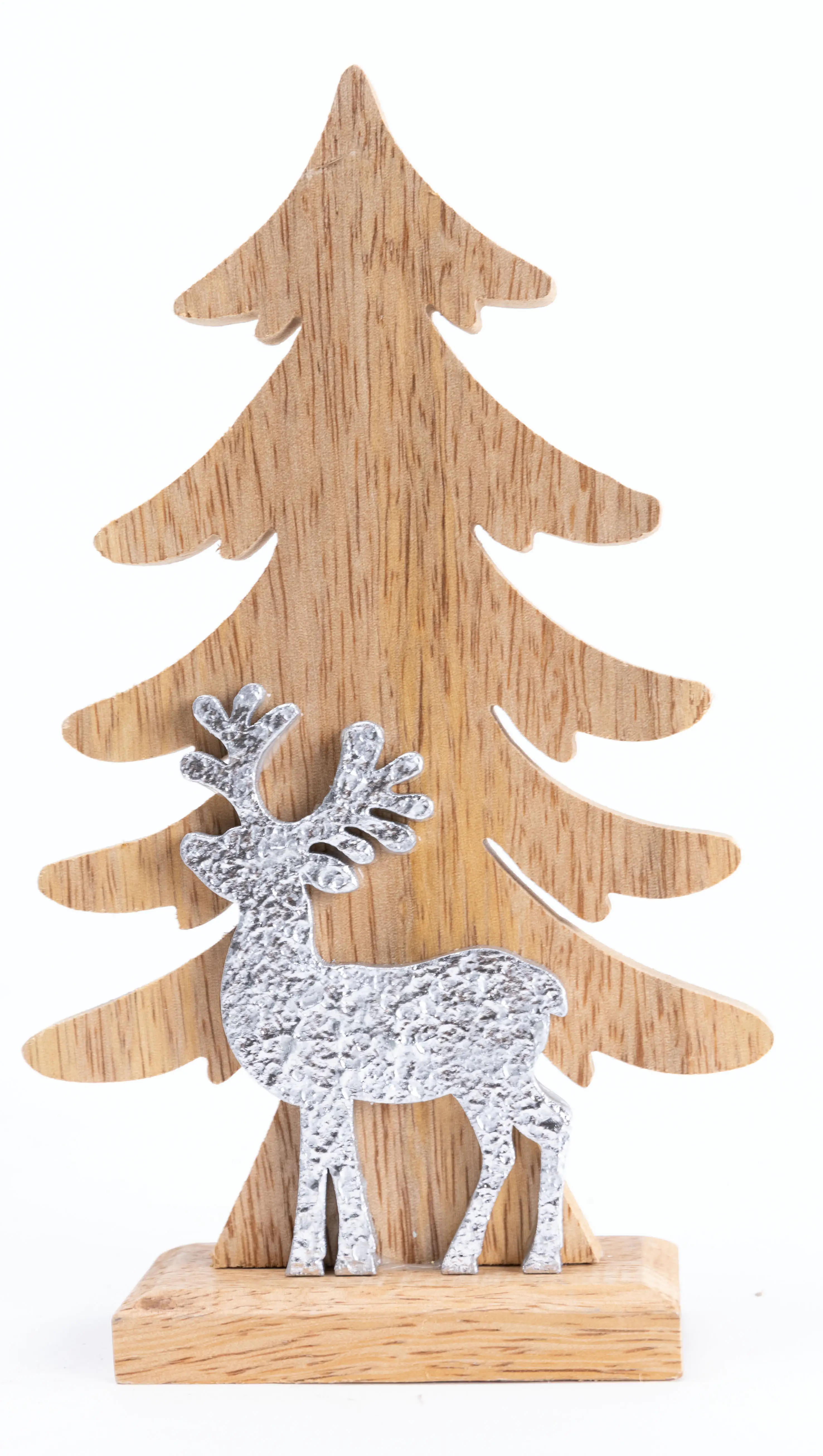 TrendLine Dekofigur Holz Tannenbaum 19 x 11 cm natur-weiß