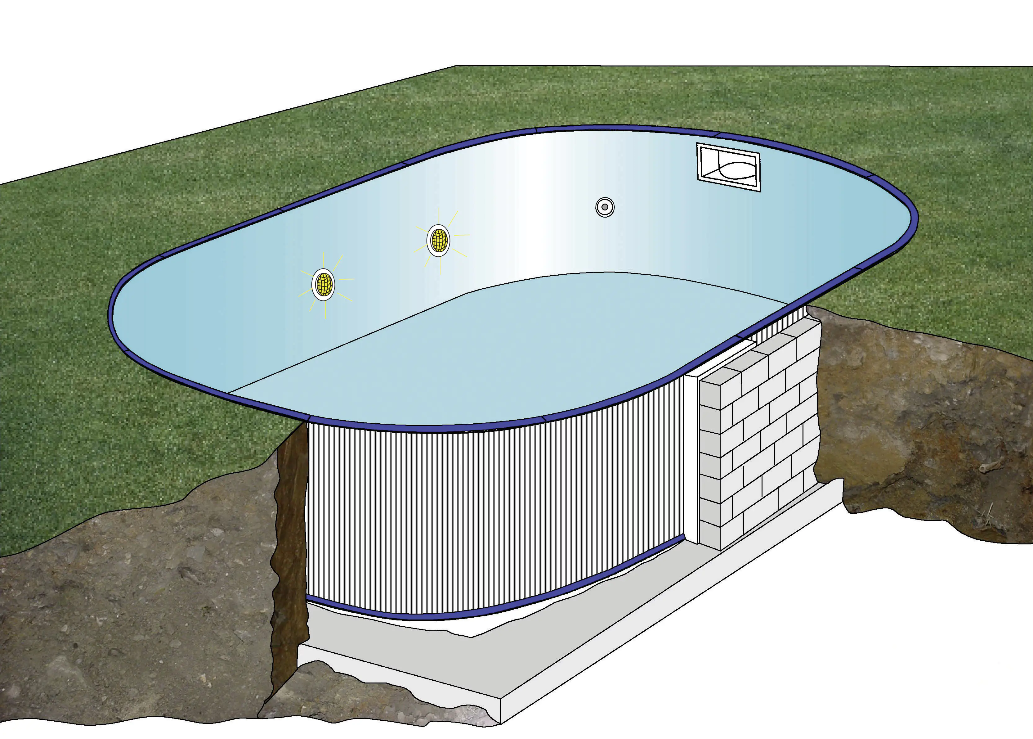 Gre Stahl-Einbaupool Sumatra oval 800 x 400 x 120 cm