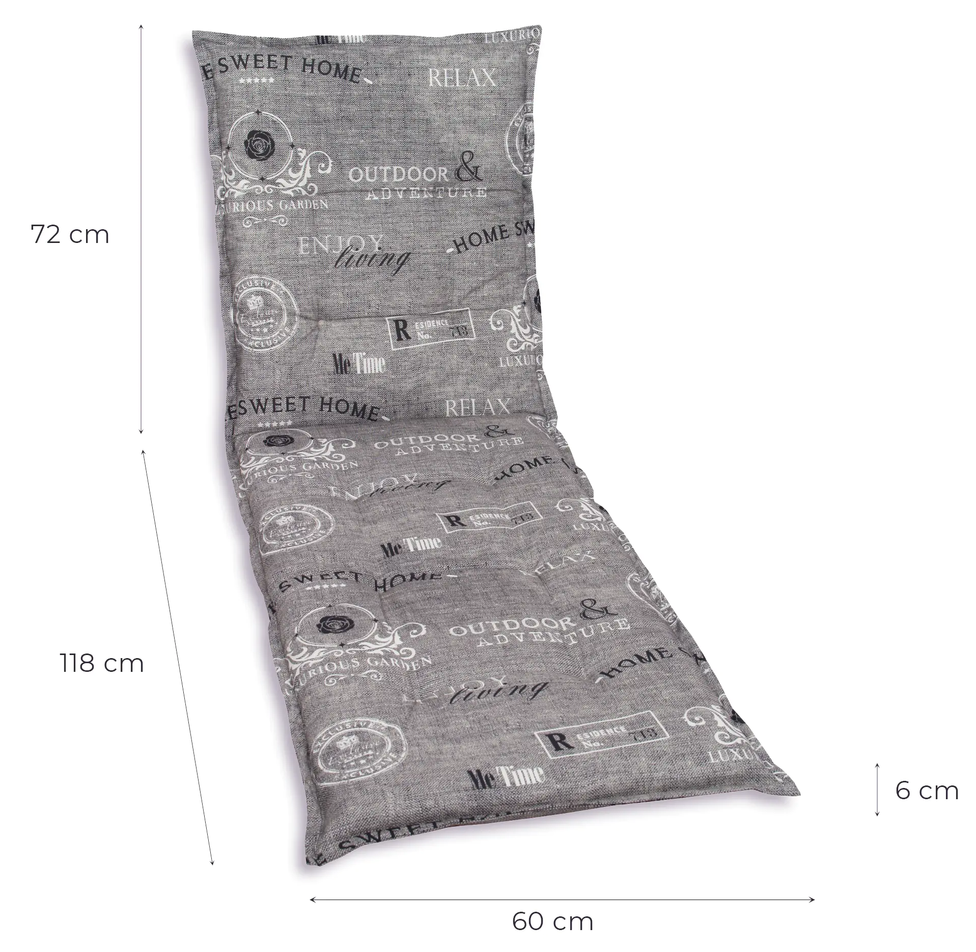 GO-DE Liegenauflage 190 x 60 x 6 cm grau