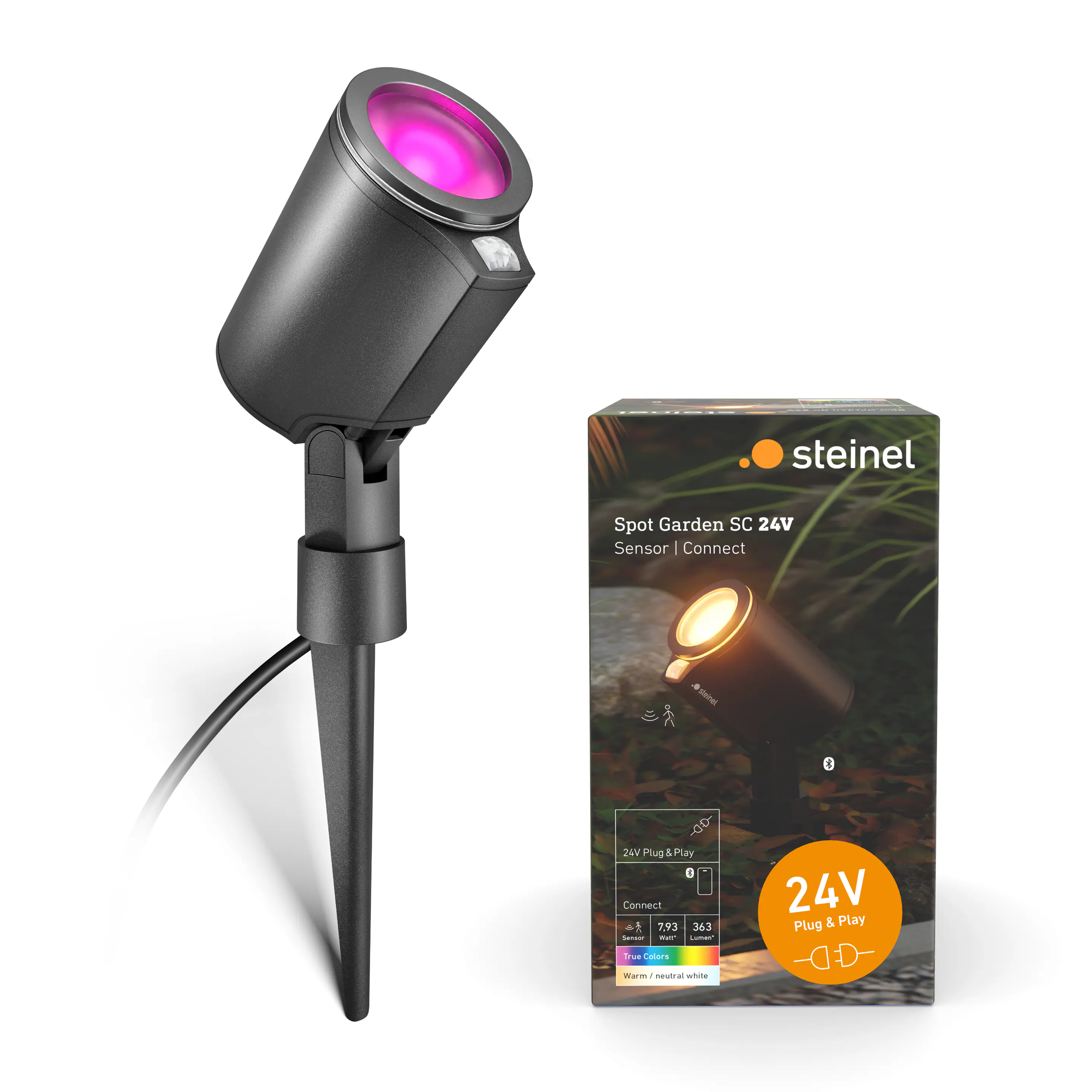Steinel LED Strahler Spot Garden 24V schwenkbar + Bewegungssensor warmweiß-neutralweiß anthrazit
