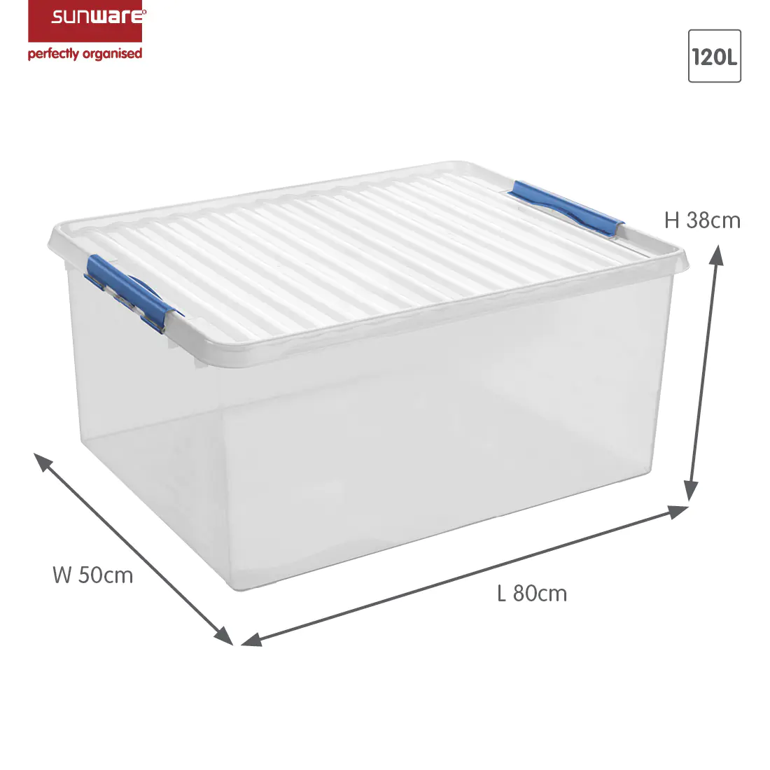 Sunware Aufbewahrungsbox Q-Line mit Deckel 80 x 50 cm 120 L transparent