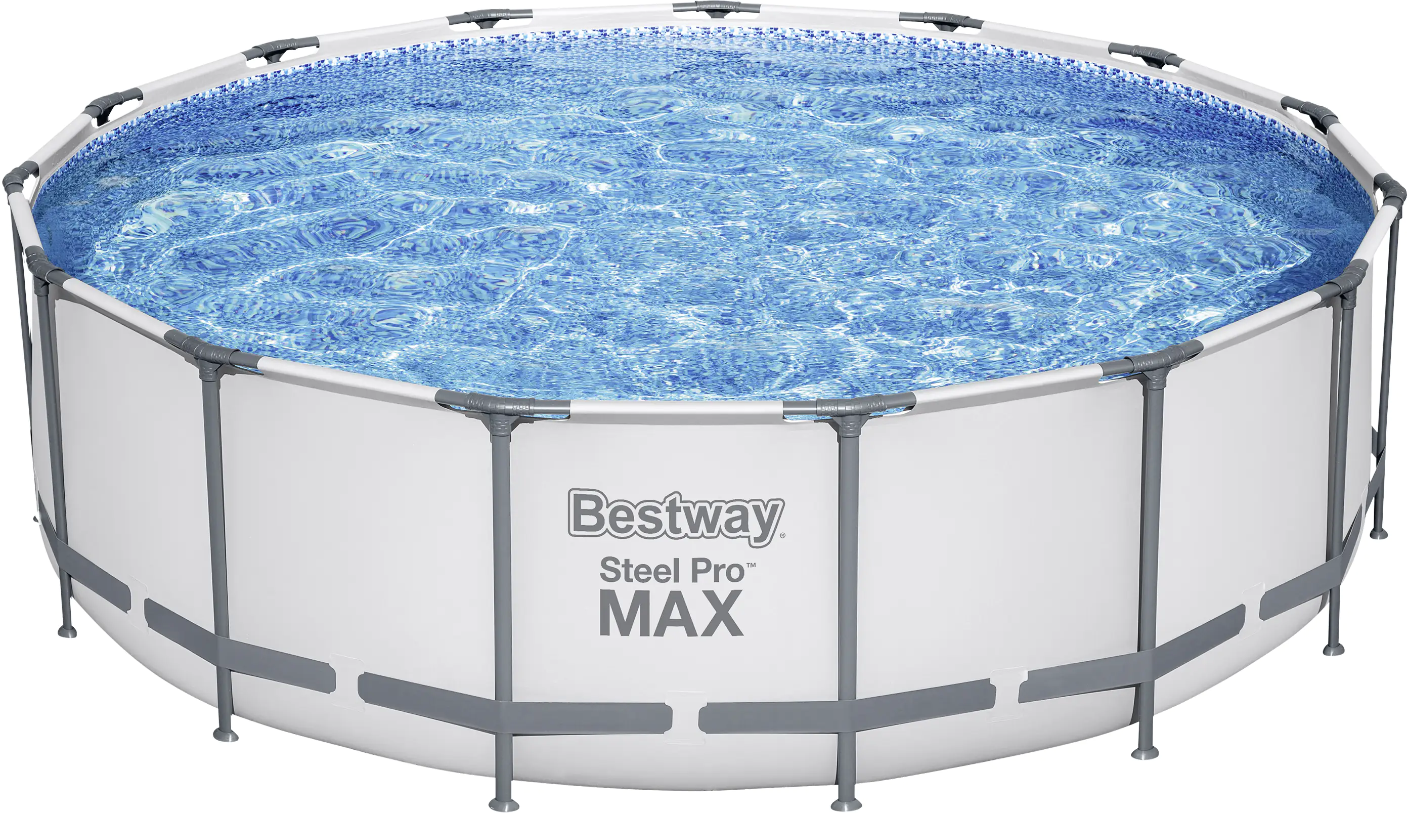 Bestway Steel Pro MAX Frame Pool Komplett-Set mit Filterpumpe Ø 457 x 122 cm, lichtgrau, rund