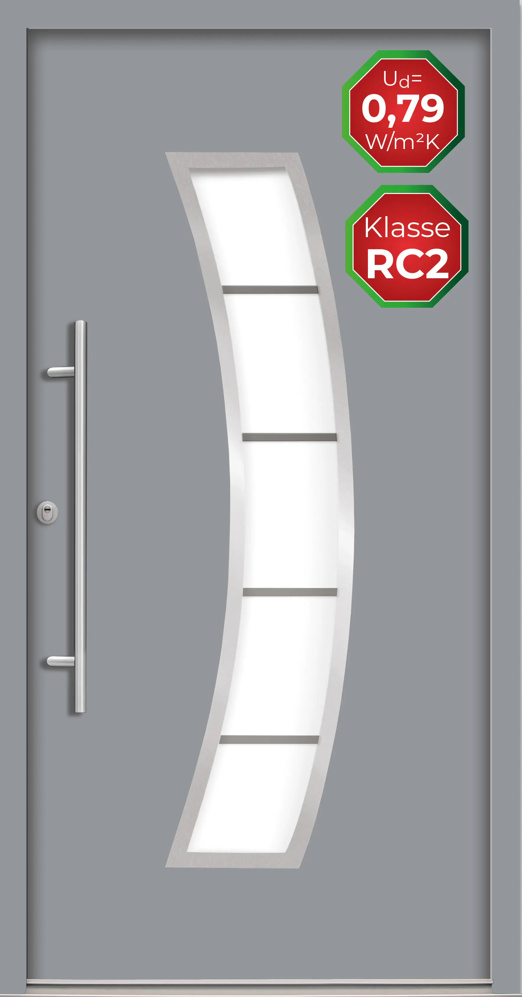 Splendoor Haustür Passivedoor Premium P14 RC2 Grau DIN Links 100 x 210 cm