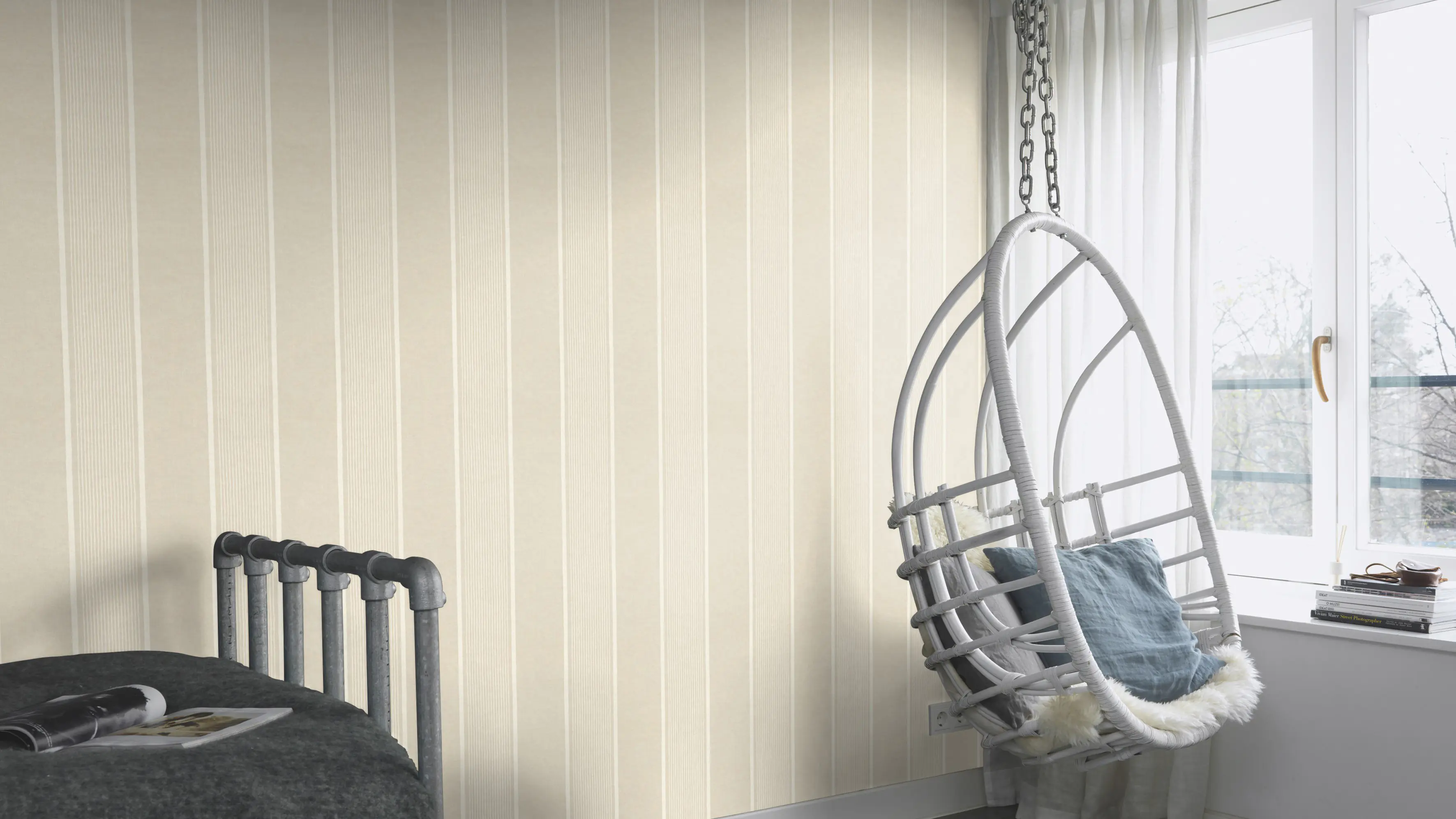 Rasch Vliestapete 463910 Selection Streifen beige-creme, 10,05 x 0,53 m