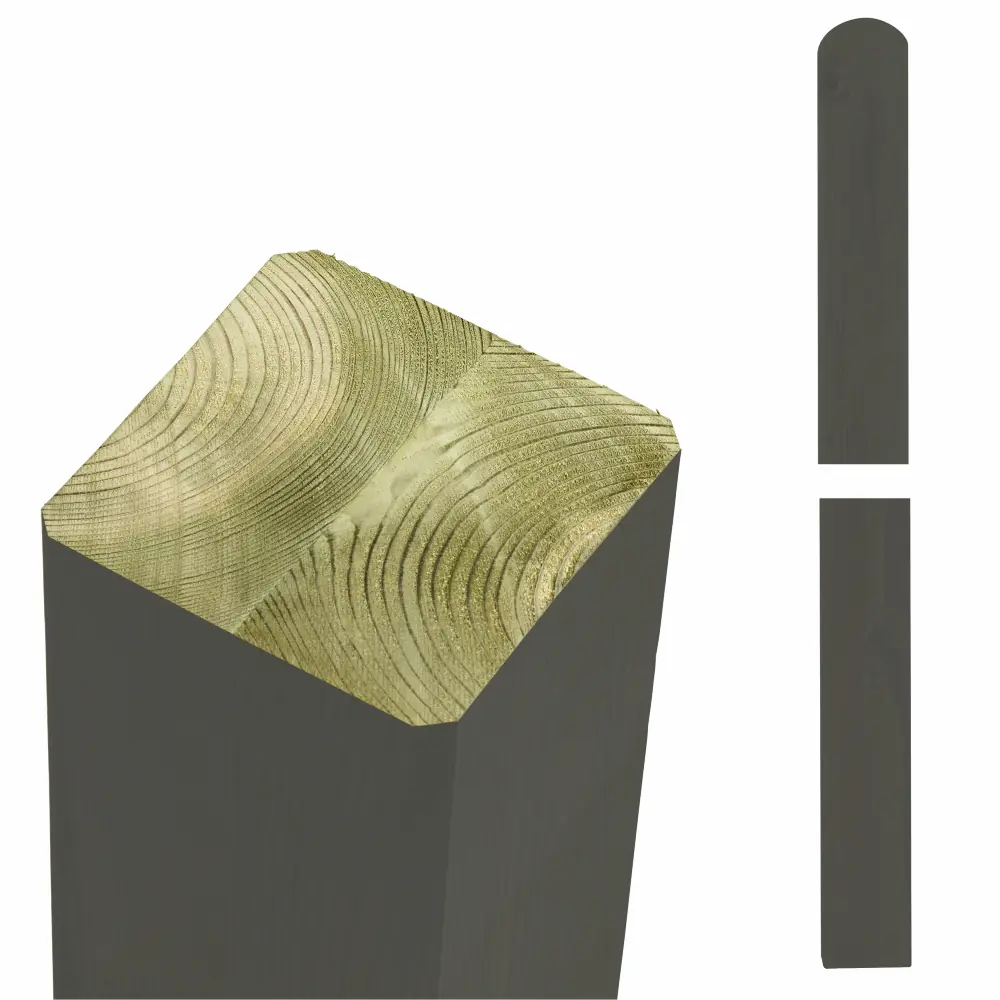 Plus Verleimte Pfosten Kopf gerundet 9 x 9 x 98 cm umbragrau