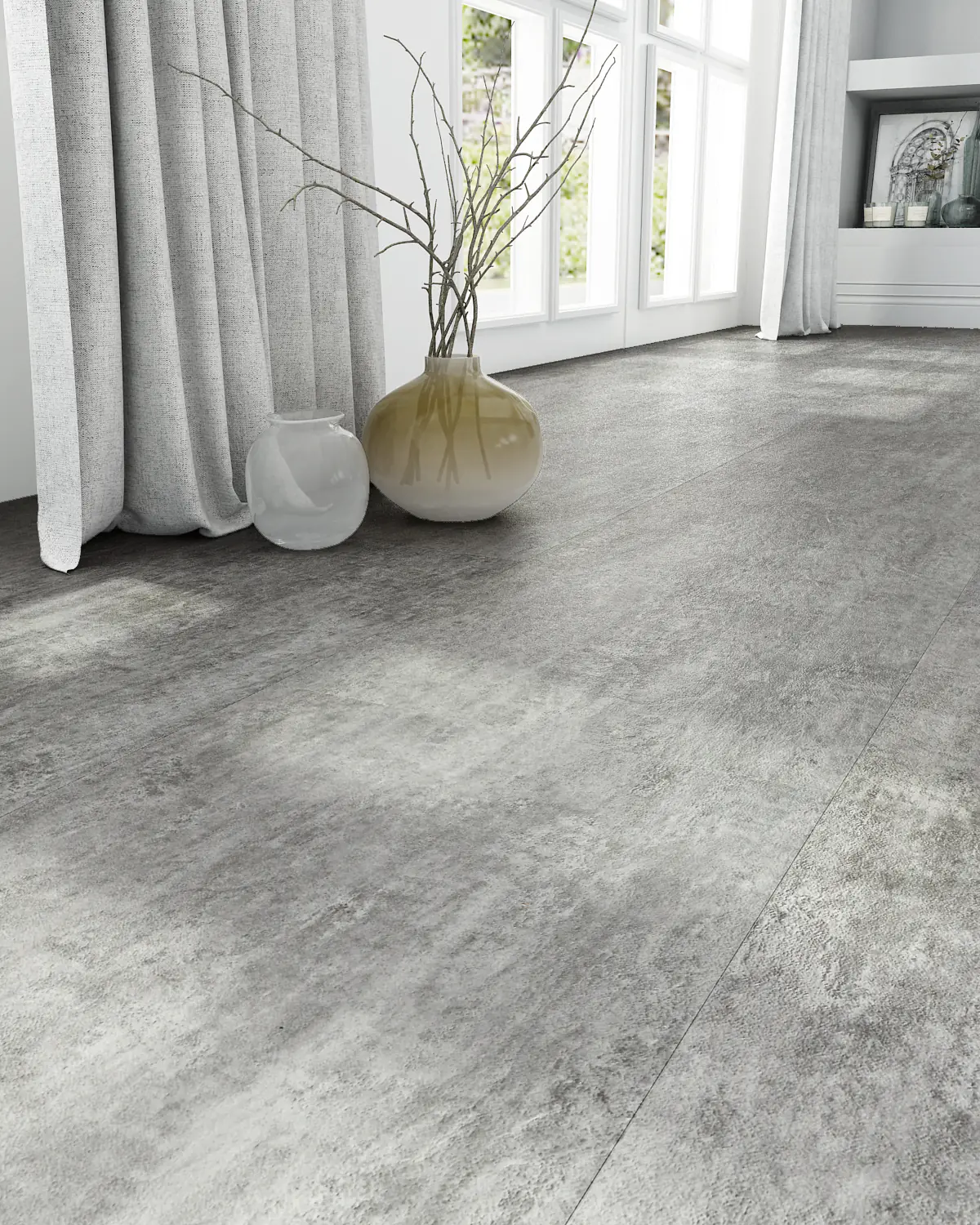 TrendLine Vinylboden Fliese mit Trittschalldämmung Betonoptik grau