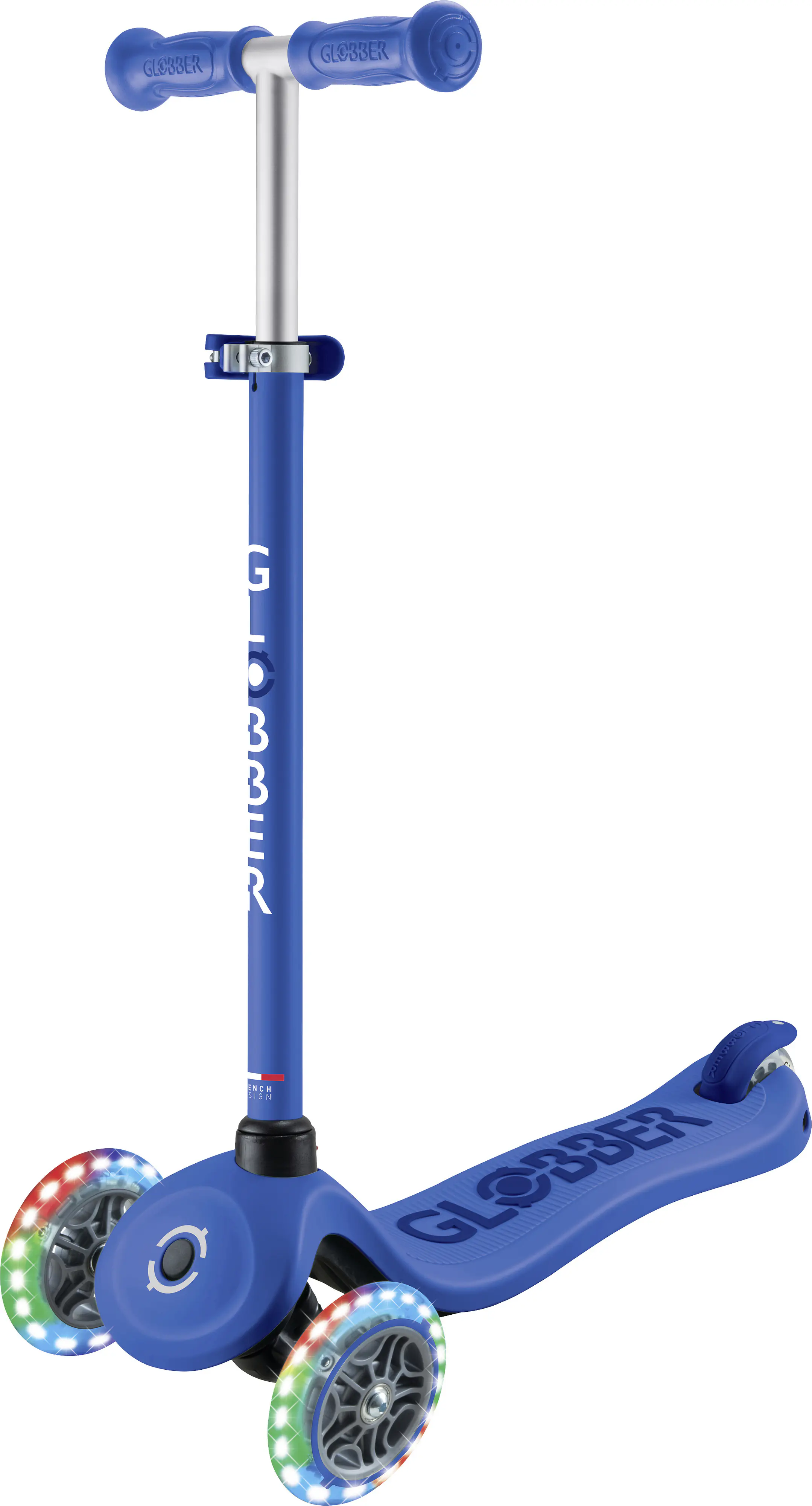 Globber Scooter 3in1 Junior Go-Up Sporty Lights dunkelblau mit Leuchtrollen