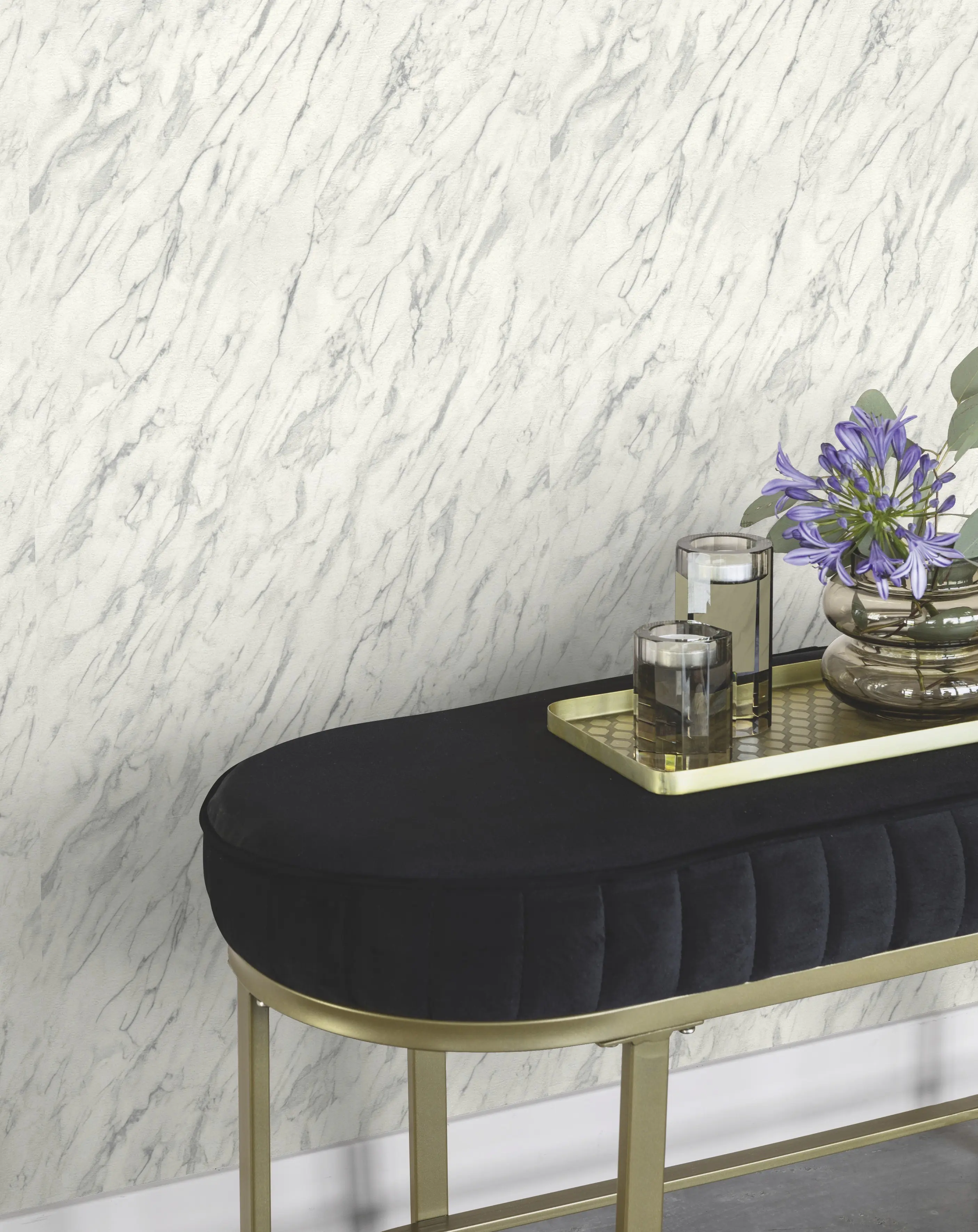 Tesa x Rasch selbstklebende Tapete Carrara Marmor steingrau beige 6 x 0,53 m 