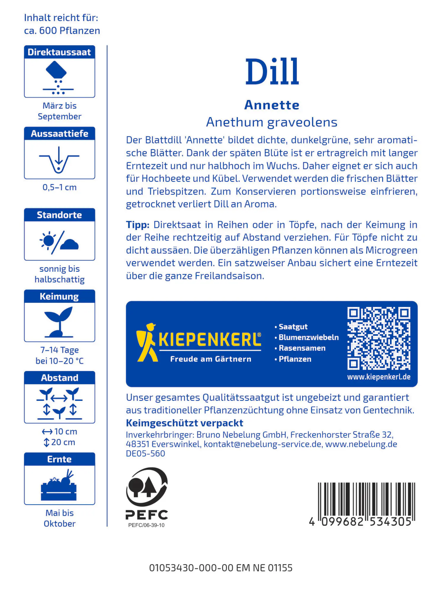 Kiepenkerl Profi-Line Saatgut Dill Annette für ca. 600 Pflanzen