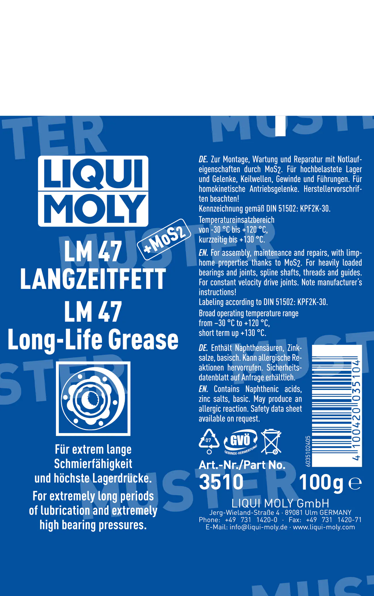 Liqui Moly LM 47 MoS2 Langzeitfett 100 g