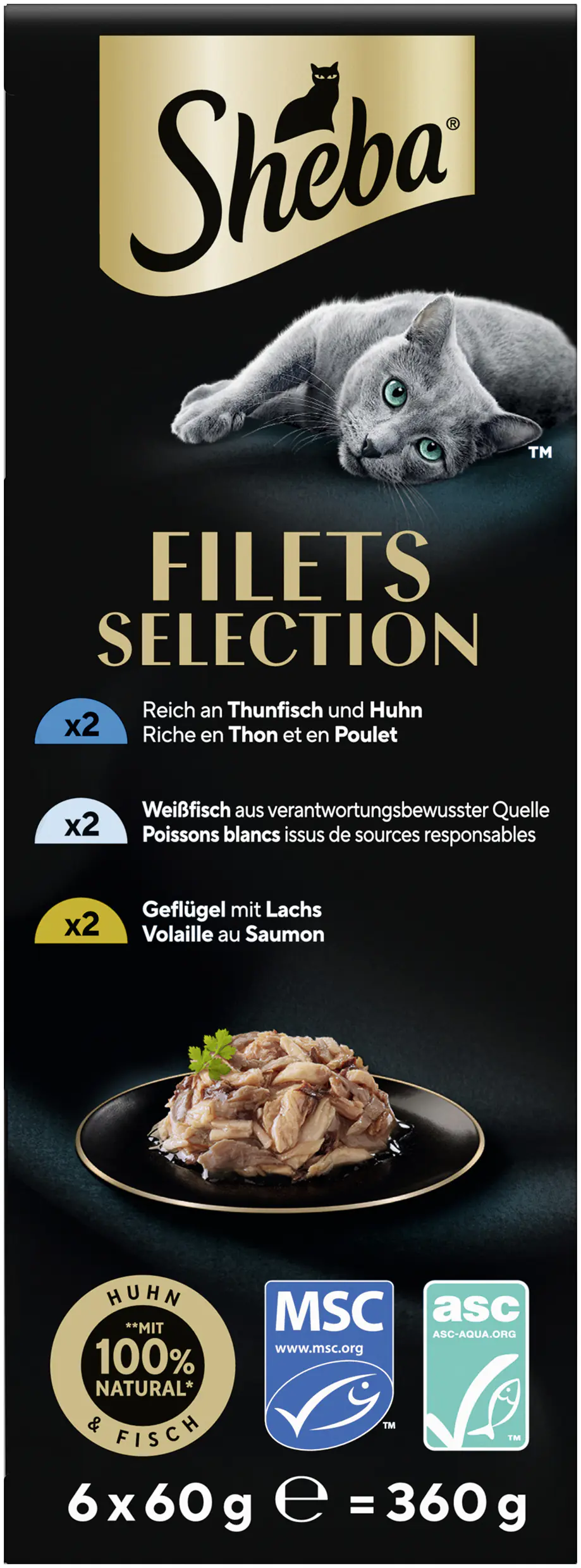Sheba Katzennassfutter Filets MP Adult 6 x 60 g verschiedene Sorten