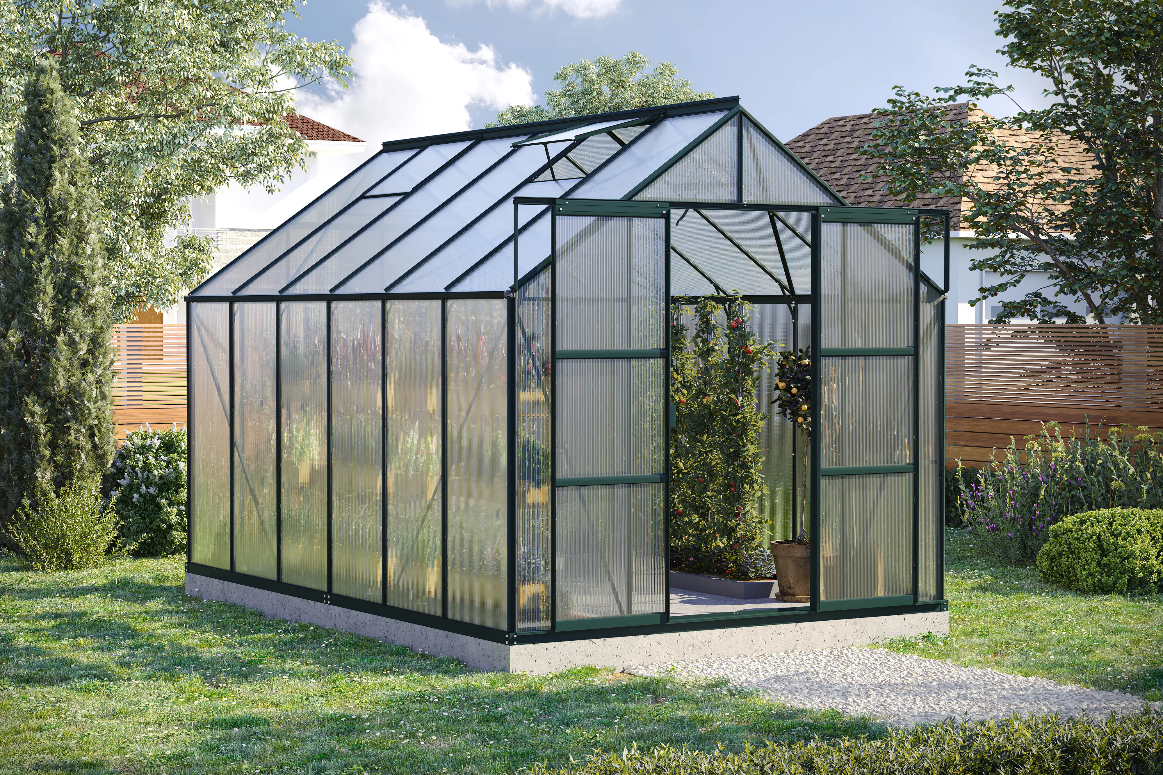 Vitavia Gewächshaus-Set Uranus 9900 HKP 6 mm smaragd 254 x 379 cm 
