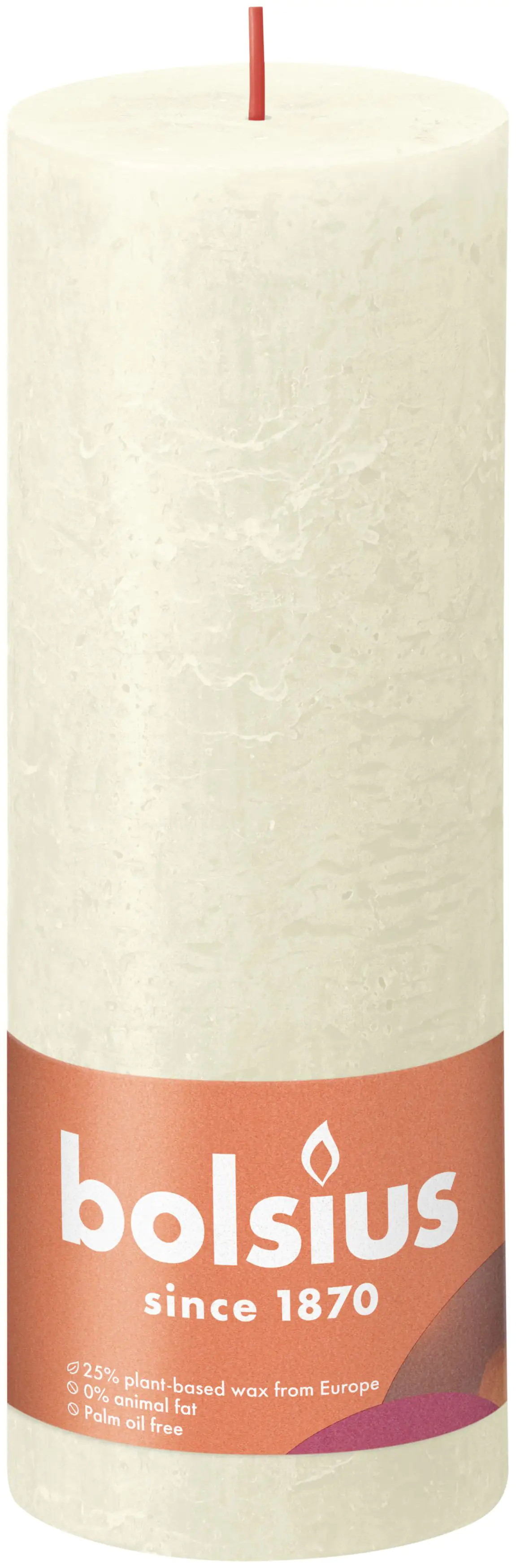 Bolsius Rustik Stumpenkerze weiche perle, Höhe: 19 cm, Ø 6,8 cm