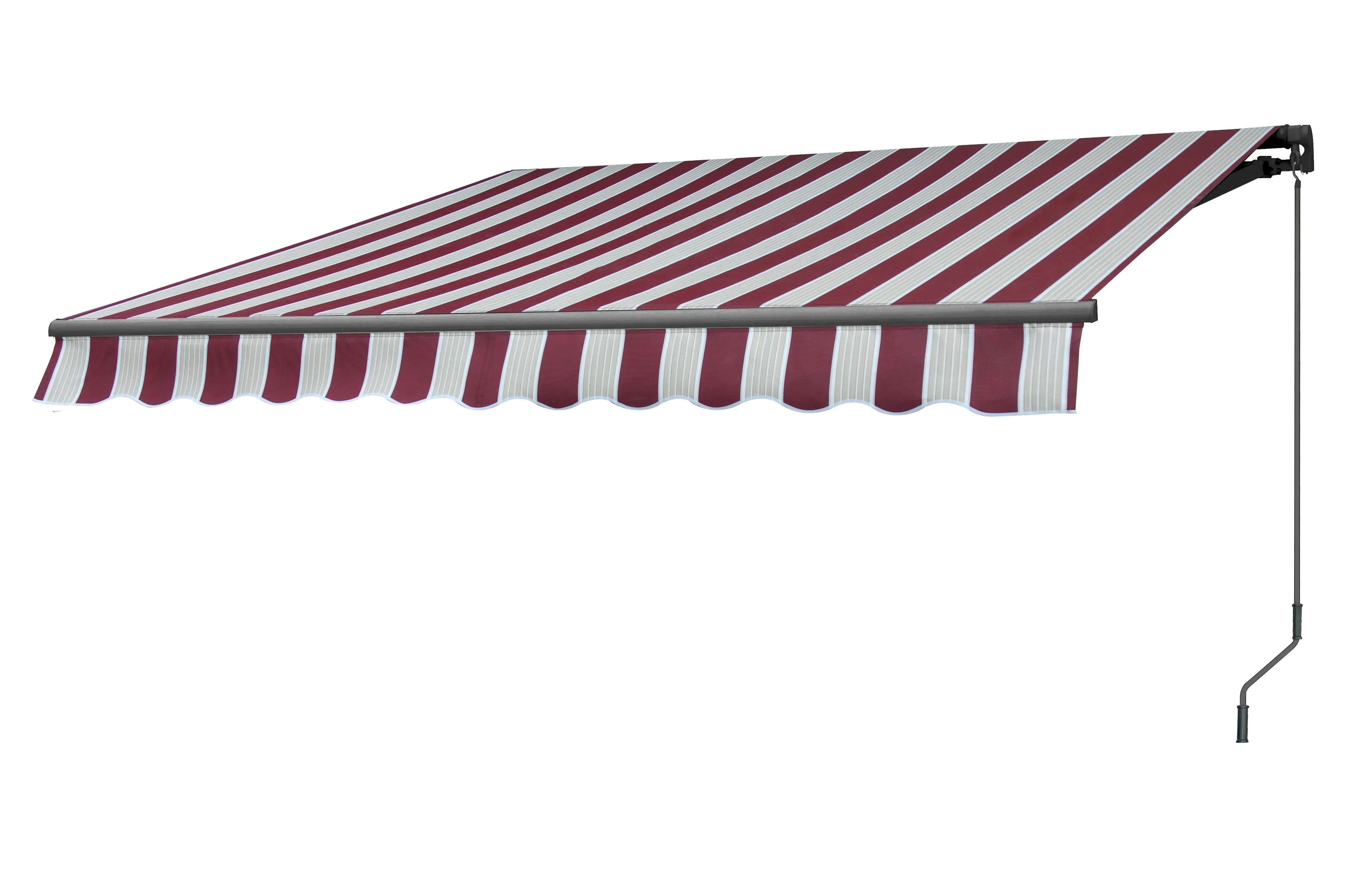 TrendLine Gelenkarm-Markise 4 x 2,5 m rot-weiß-schwarz gestreift