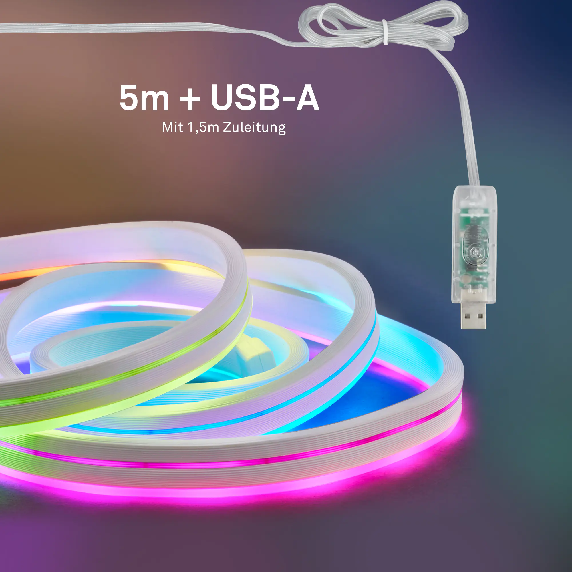 Briloner LED-Streifen Neon RGB mit Musiksensor 5 m dimmbar weiß