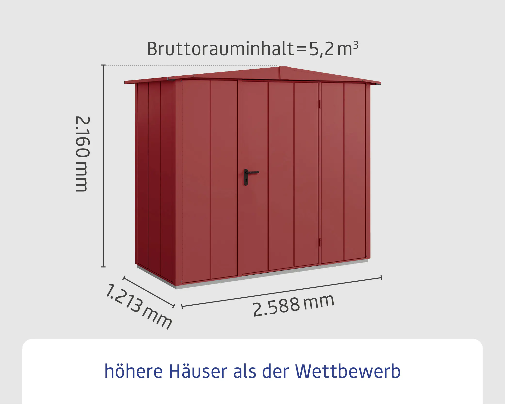 EcoStar Gerätehaus Elegant-S Typ 1 purpurrot 1 flg 258,8 x 121,3 x 216 cm
