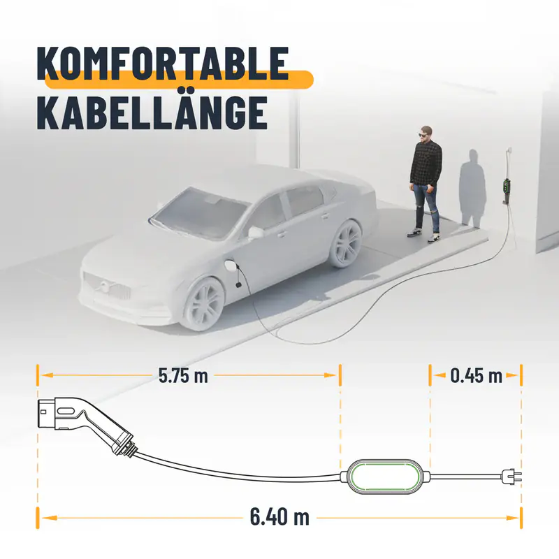 Absina mobile Ladestation Wallbox Typ 2 3,7 kW 6,4 m Kabel