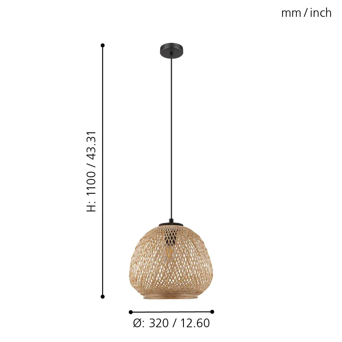 Eglo Pendelleuchte Dembleby natur Ø 32 cm E27