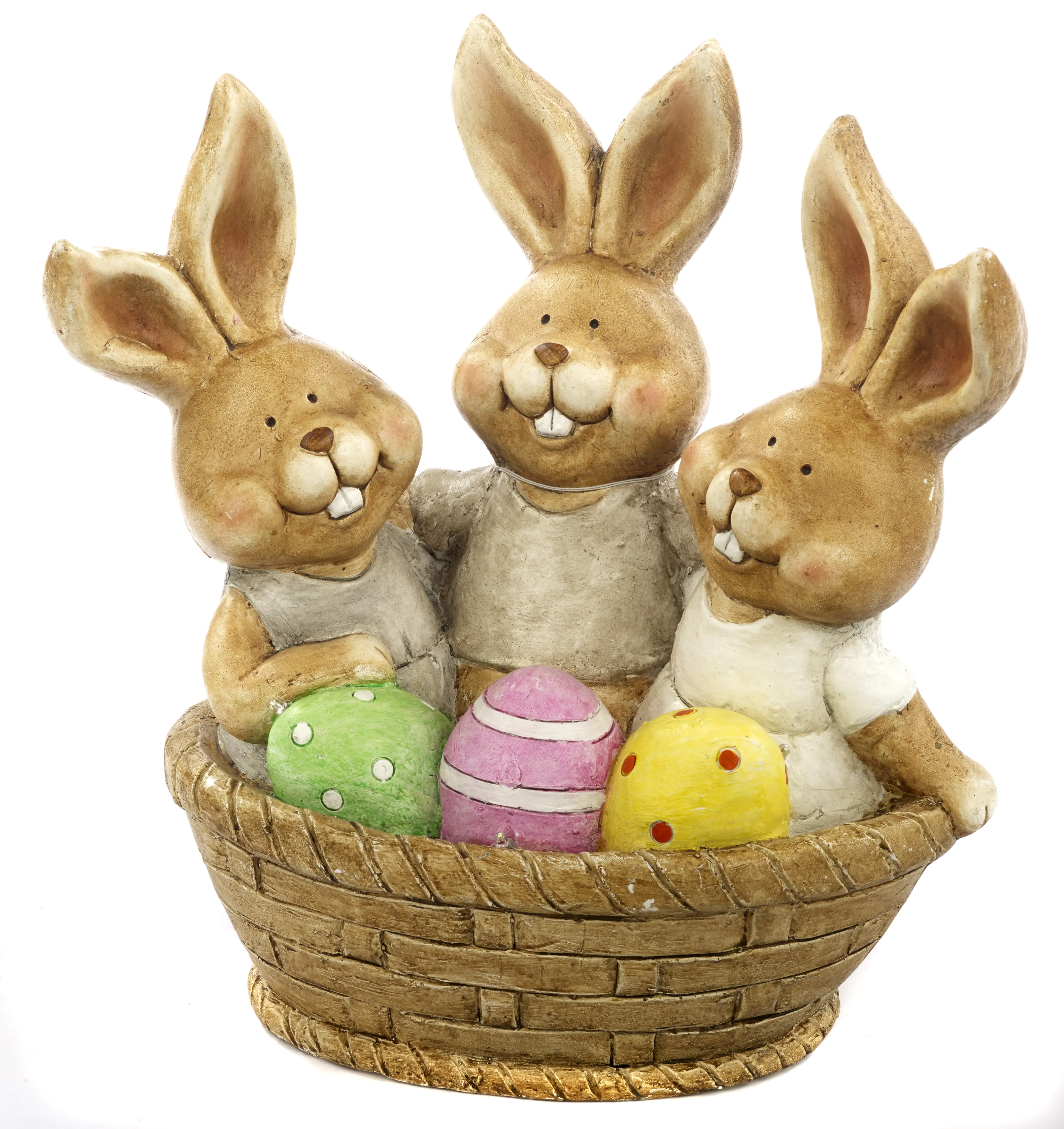 TrendLine Dekofigur Osterhasen im Nest 32 x 20 x 38 cm braun bunt