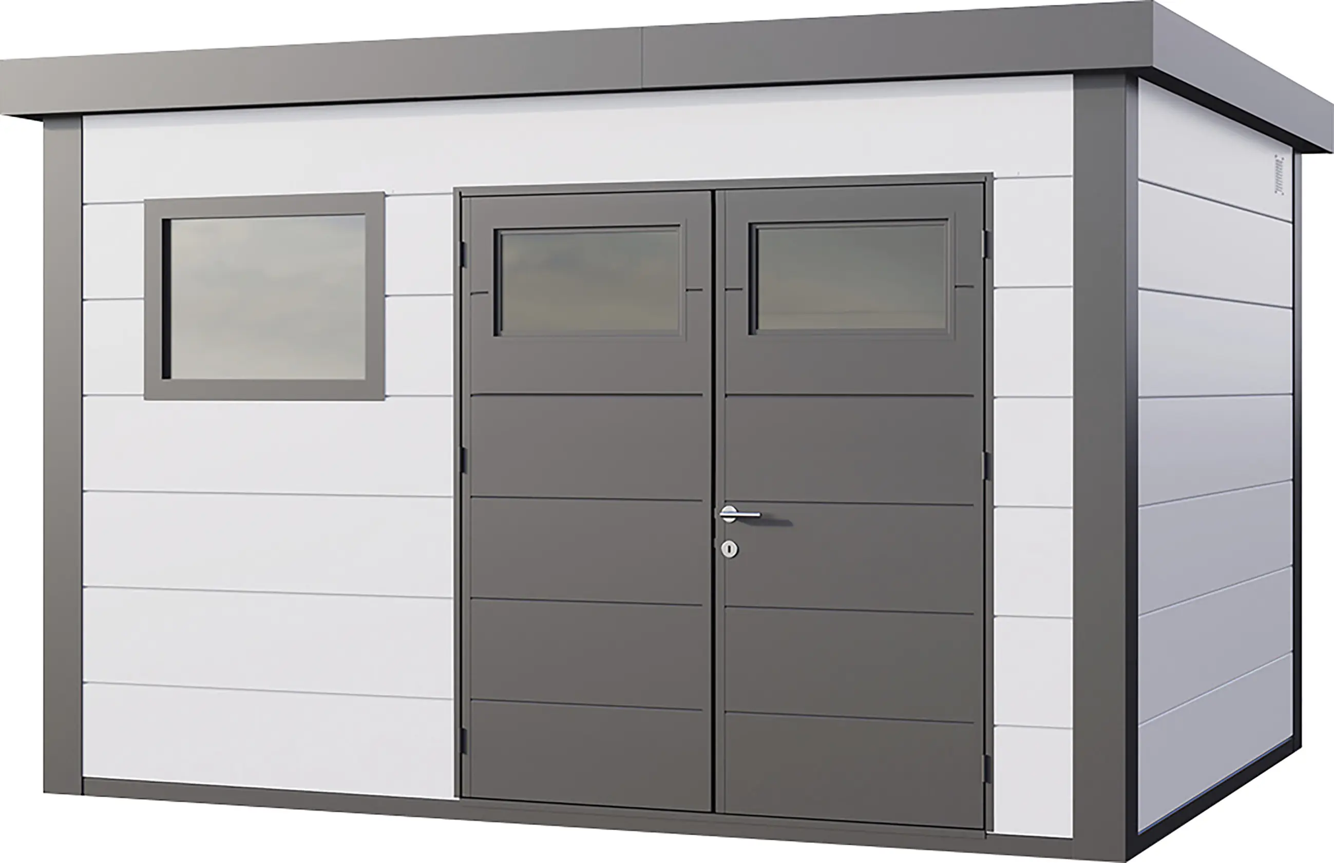 Telluria Gerätehaus Classico 3930+_W90 weiß 388 x 298 cm