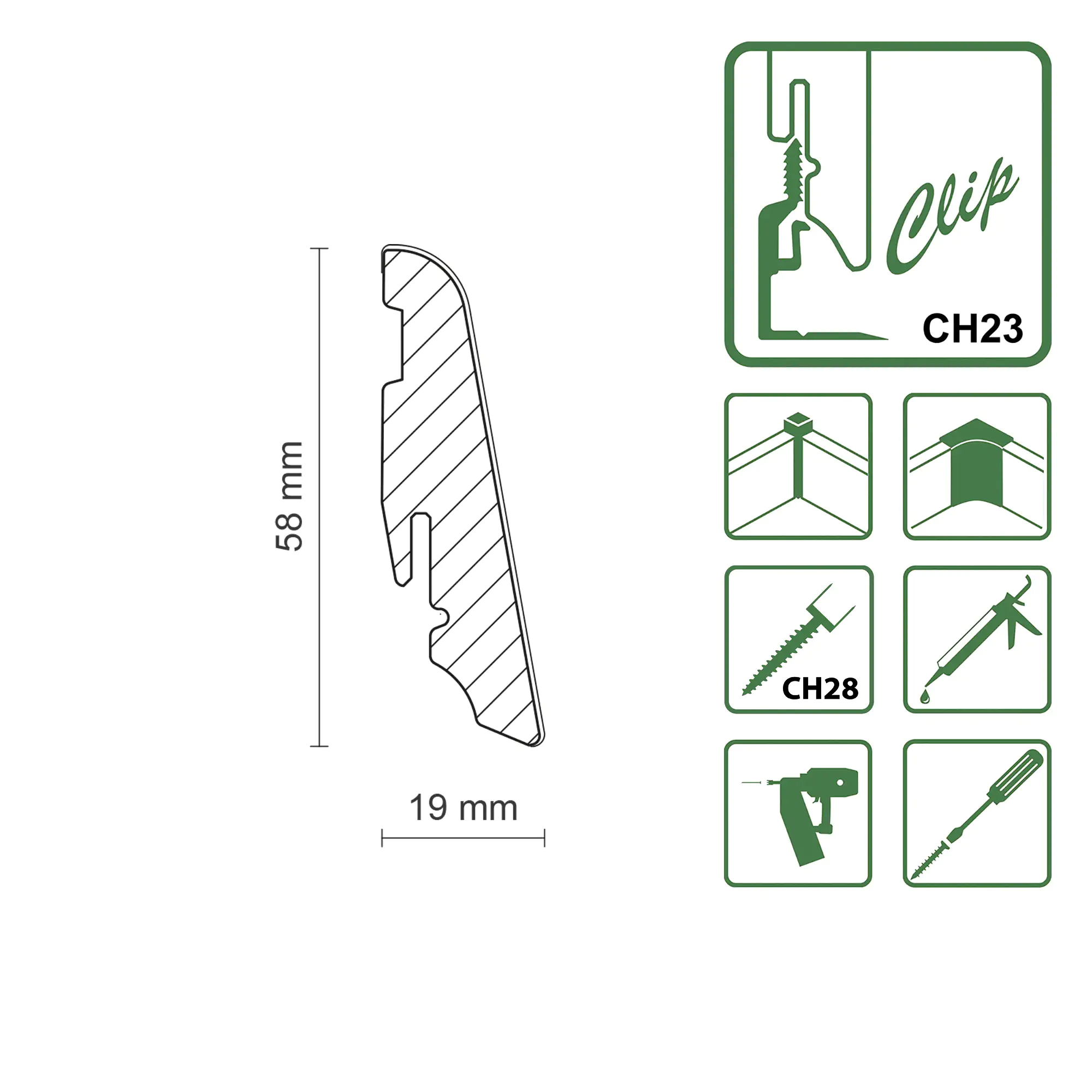 Neuhofer Fußleiste 240 cm 58 x 19 mm Eiche Burlington