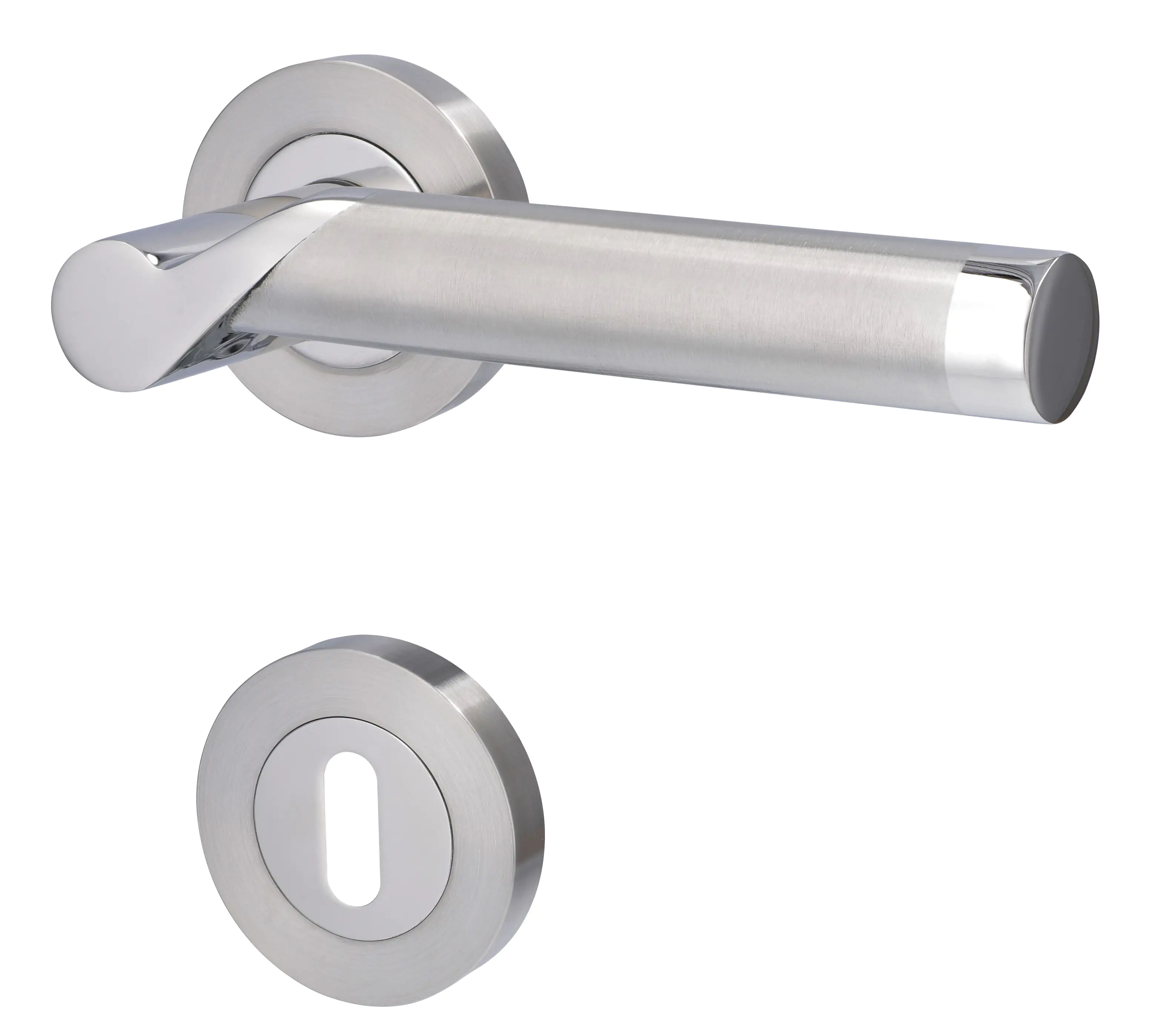 Alpertec BB-Rosettengarnitur Solid 1 Edelstahl silber rund