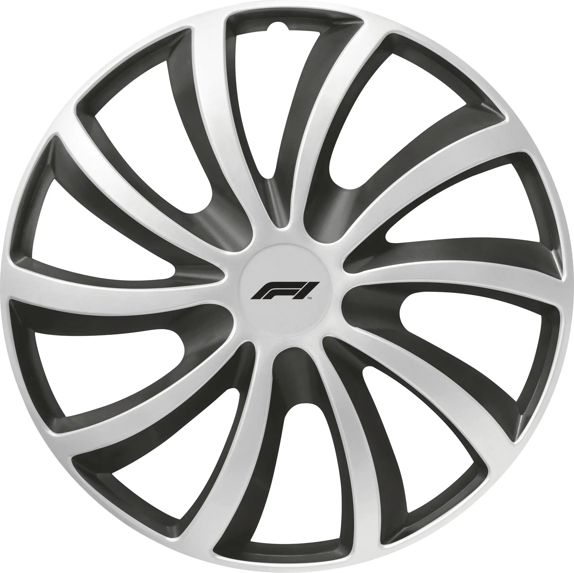 Formula1 Radzierblenden WC141 35 cm (14 Zoll) silber schwarz 4 Stück