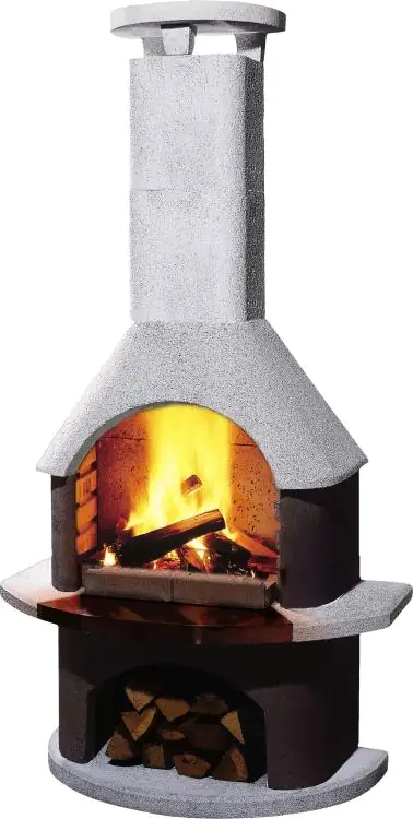 Buschbeck Grillkamin San Remo weiß-braun 206 x 110 x 65 cm
