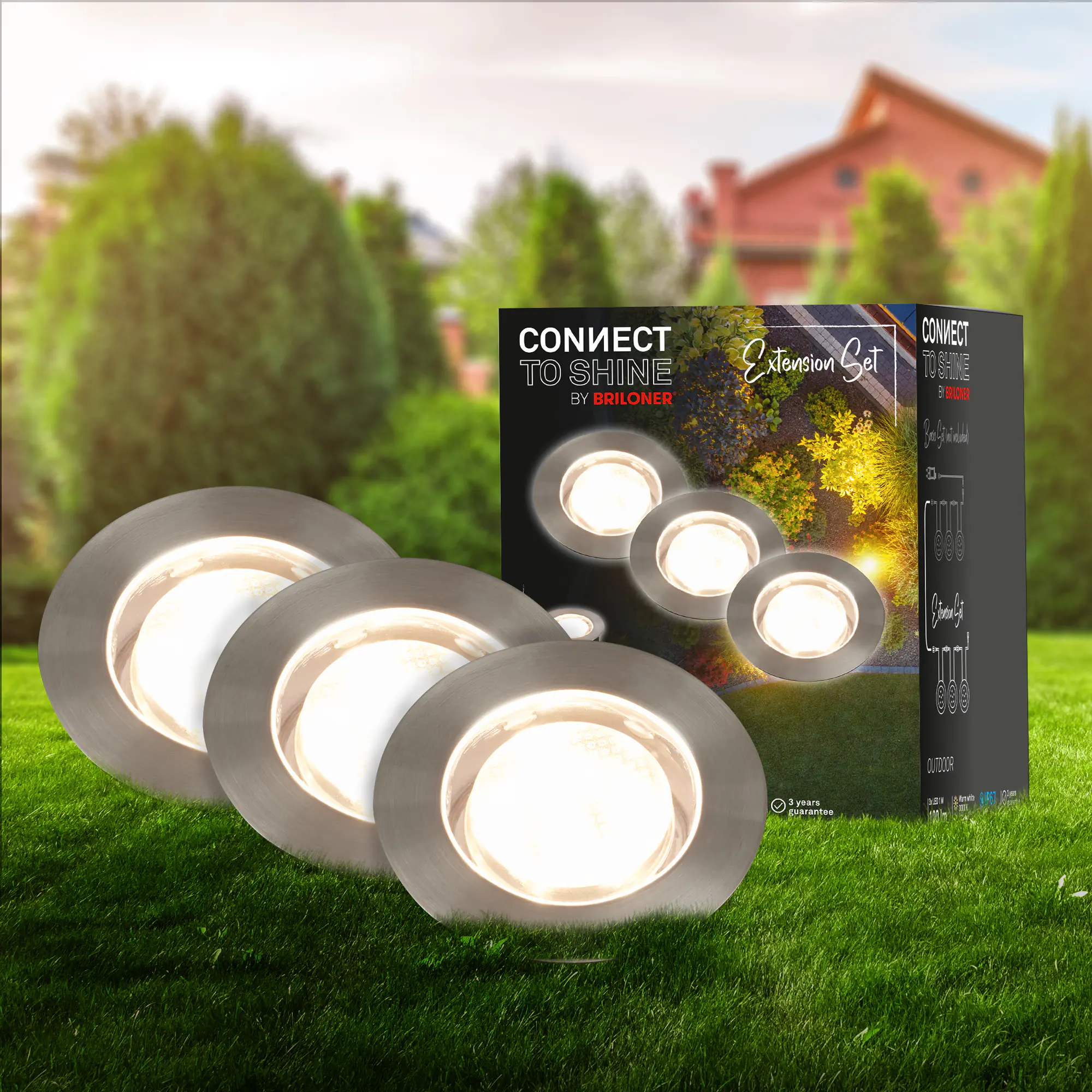 Briloner LED Boden-Einbaustrahler Connect to Shine3er Ergänzungsset 3x 1W warmweiß